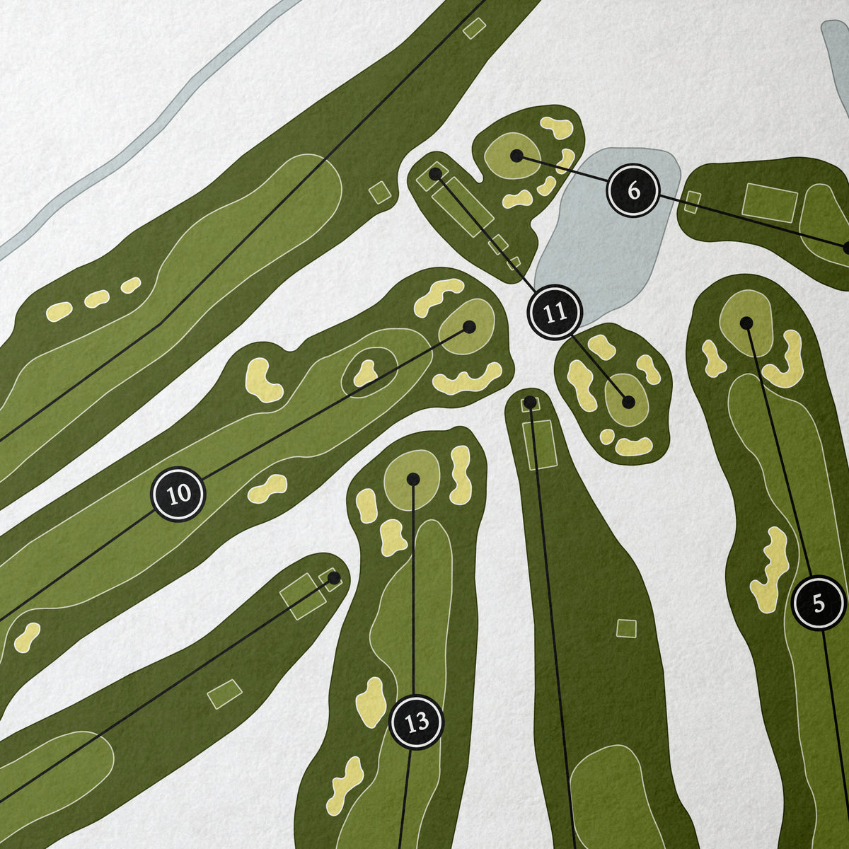 Glen Oak Country Club | Golf Course Print | Close Up