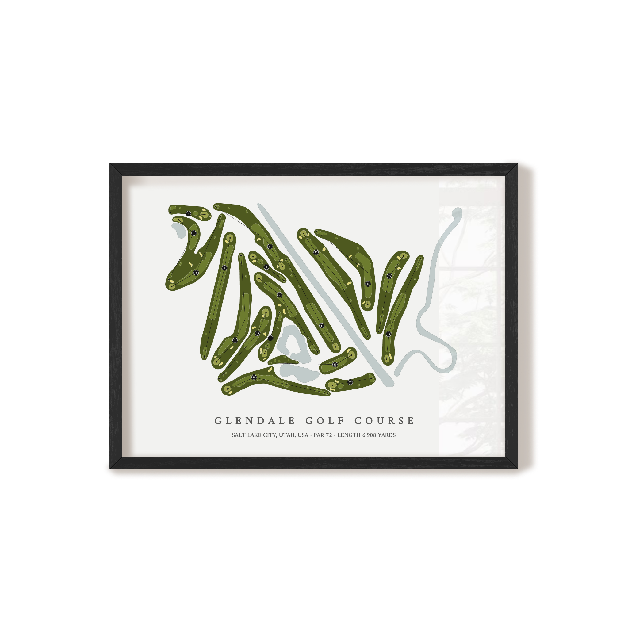 Glendale Golf Course | Golf Course Map | Black Frame 