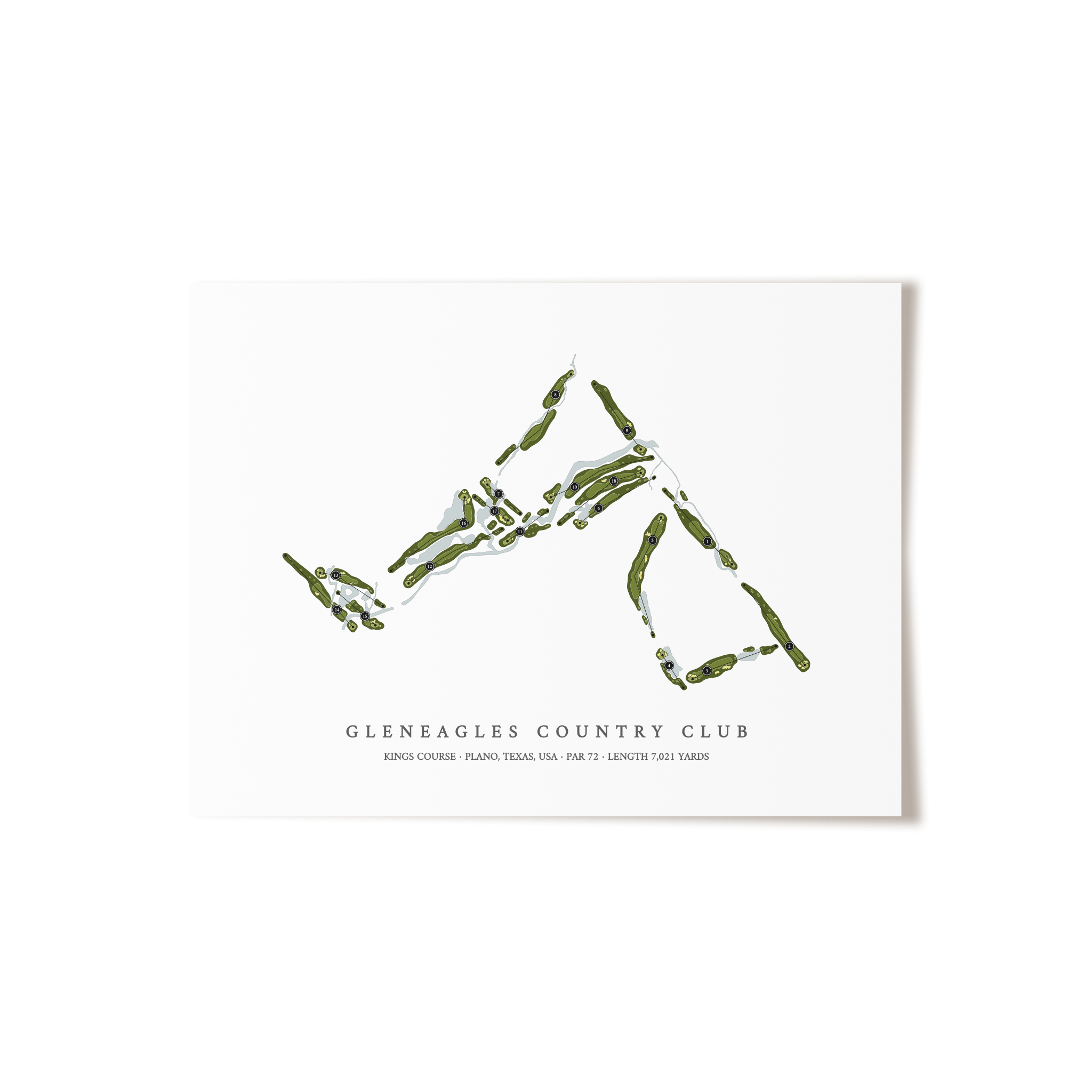 Gleneagles Country Club - Kings Course | Golf Course Map | Unframed 