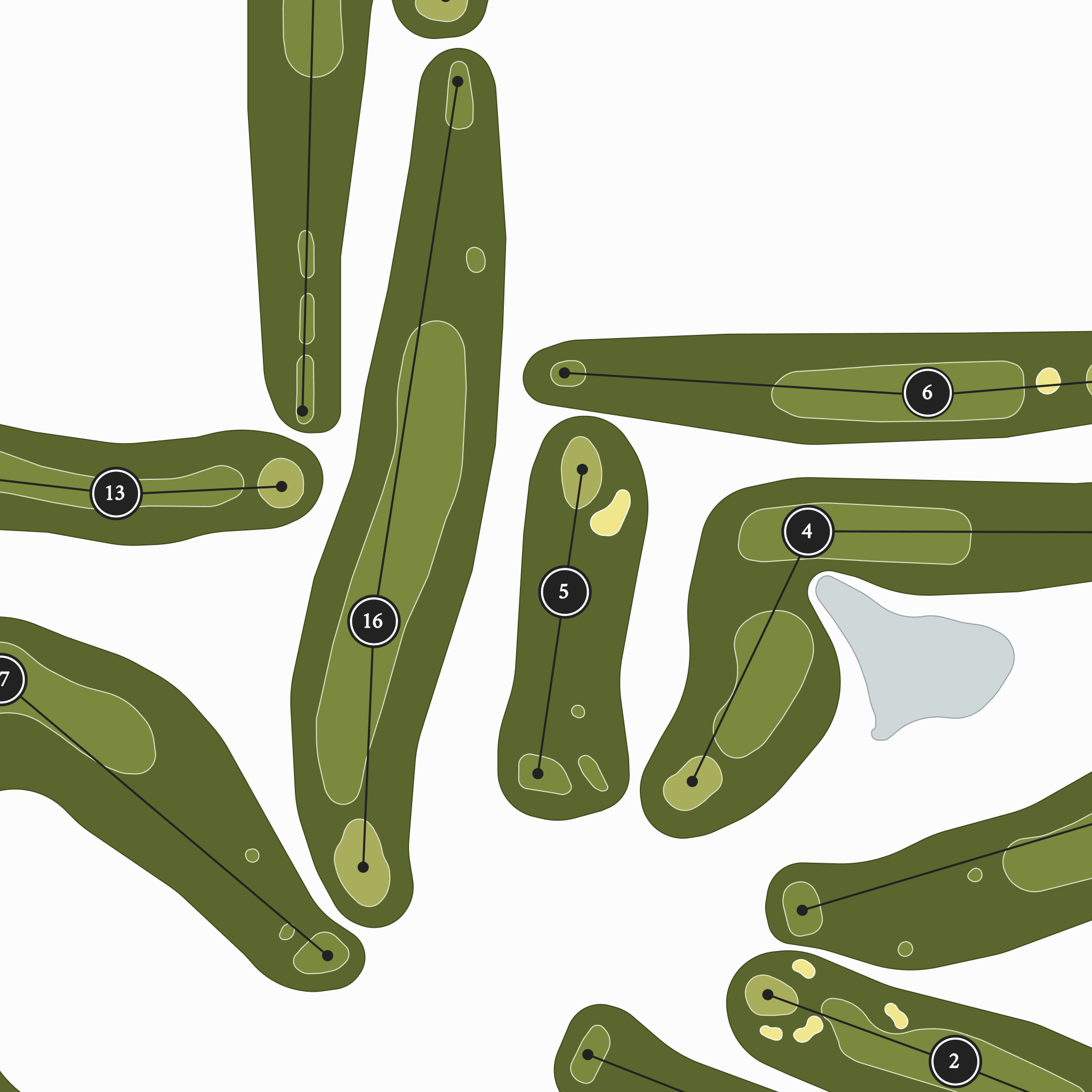 Glenn Dale Golf Club| Golf Course Print | Close Up With Hole Numbers #hole numbers_yes