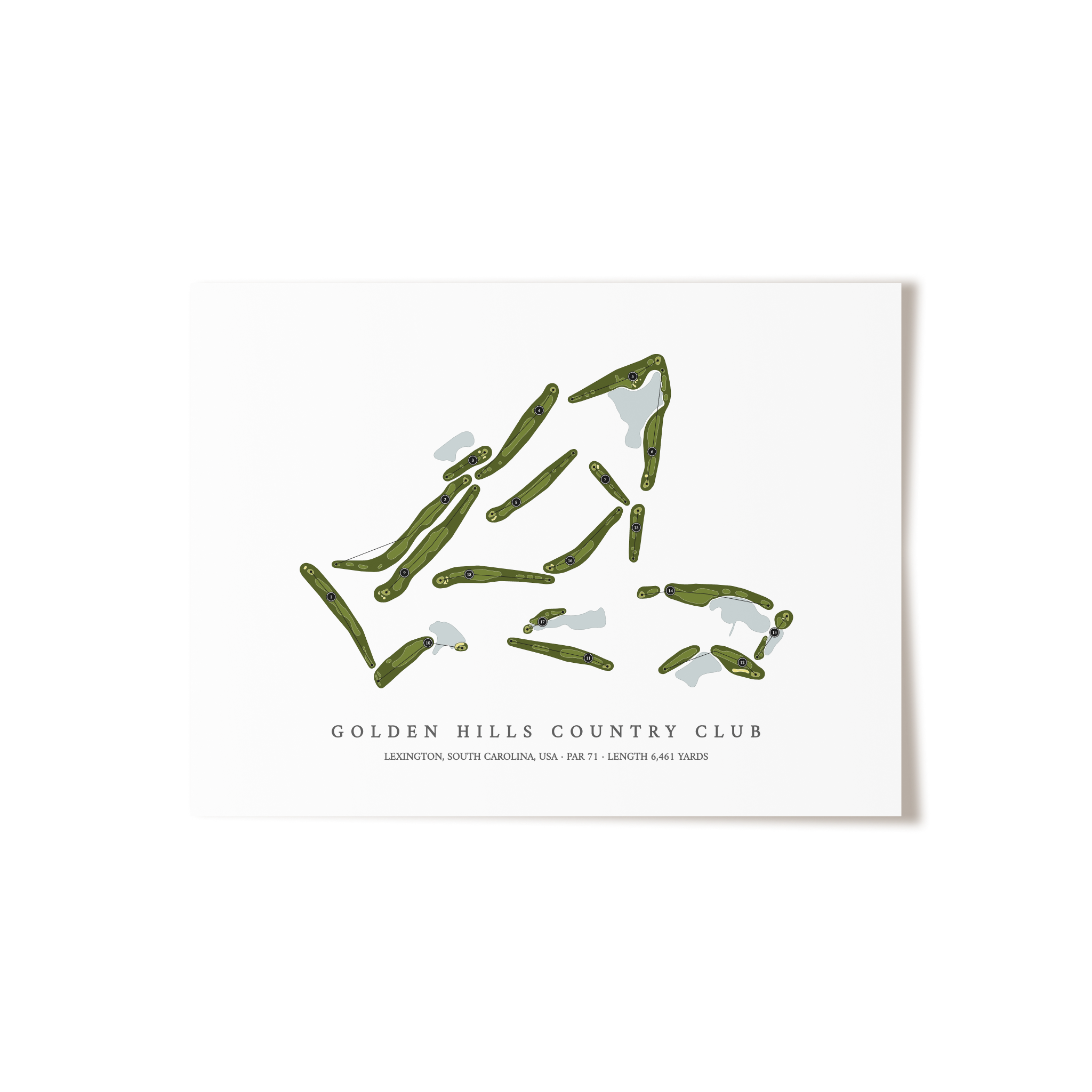 Golden Hills Country Club | Golf Course Map | Unframed 