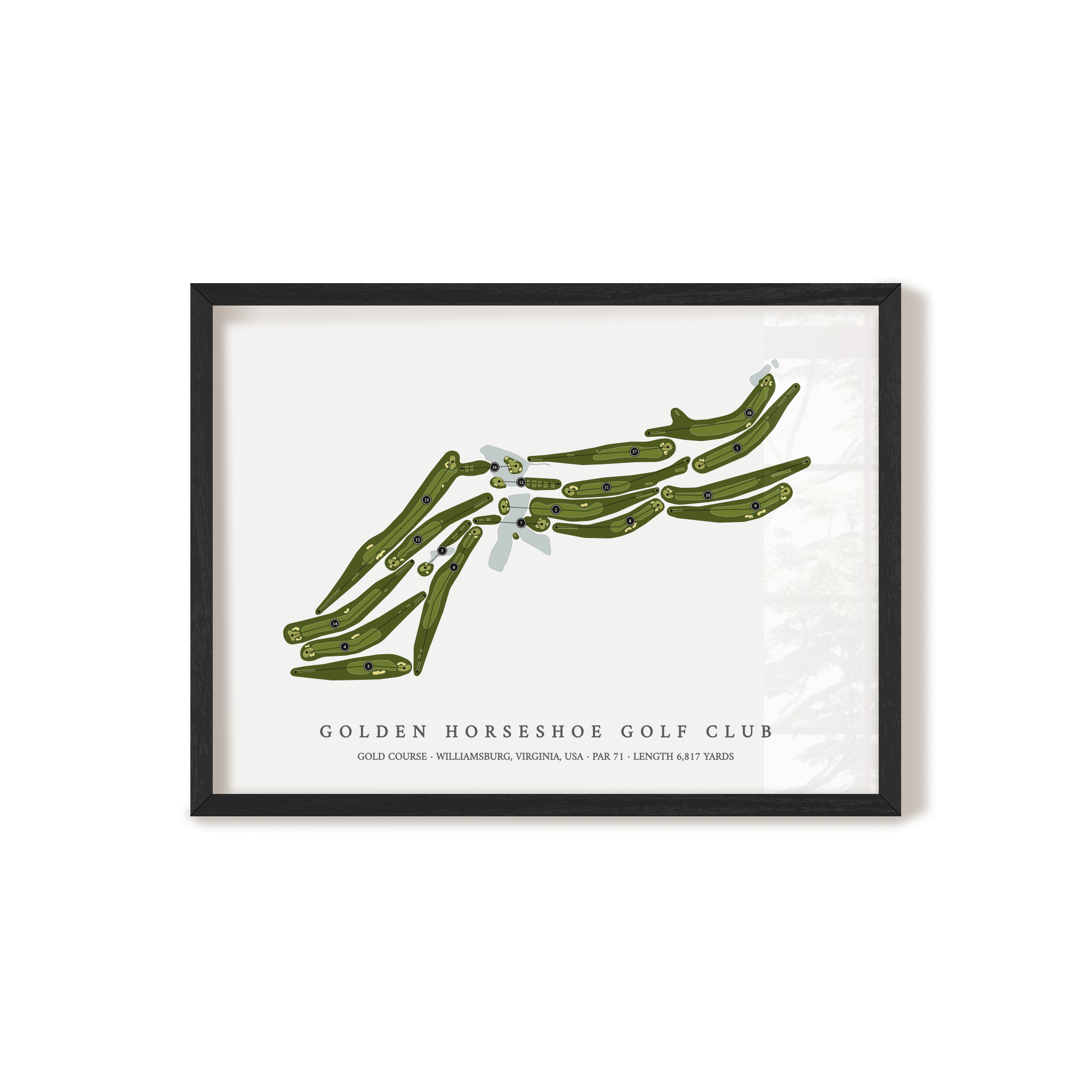 Golden Horseshoe Golf Club - Gold Course | Golf Course Map | Black Frame 