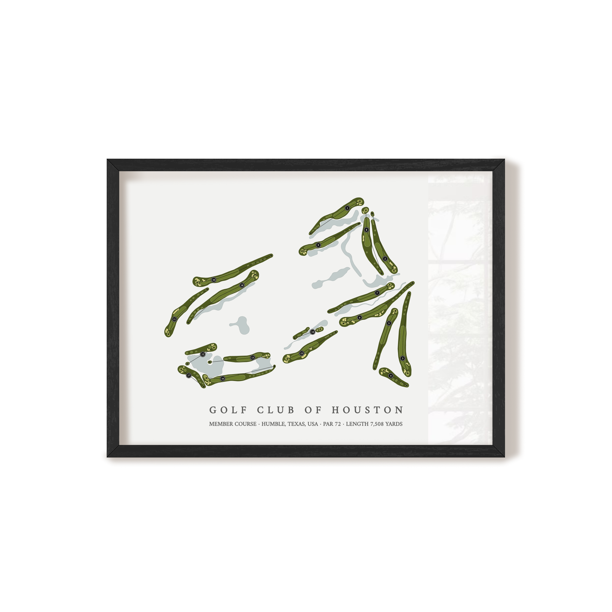 Golf Club of Houston - Member Course | Golf Course Map | Black Frame 