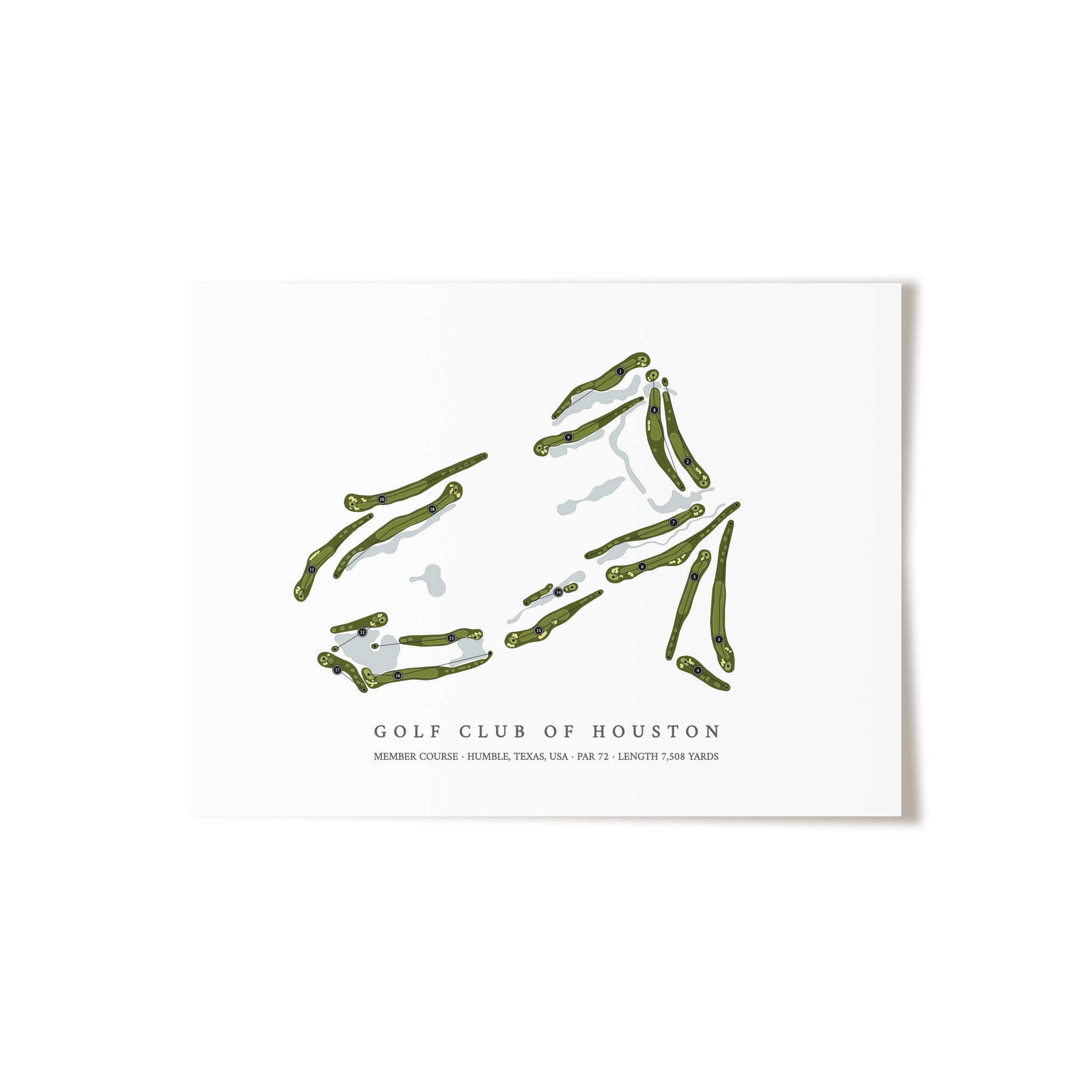 Golf Club of Houston - Member Course | Golf Course Map | Unframed 