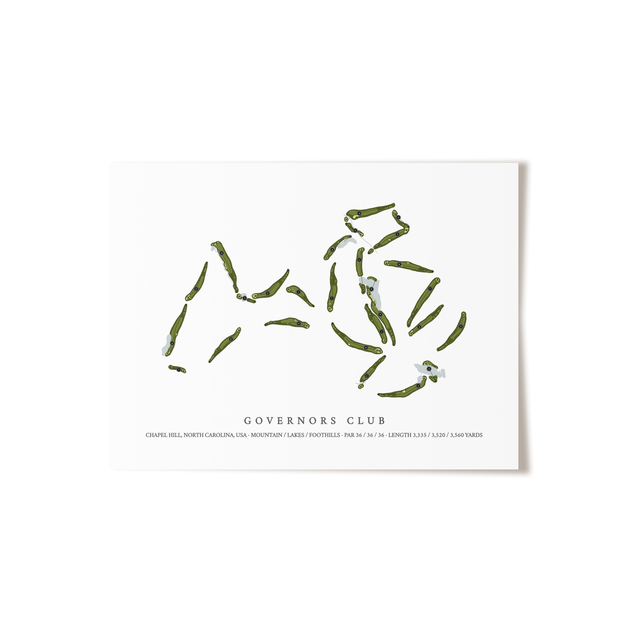 Governors Club | Golf Course Map | Unframed 