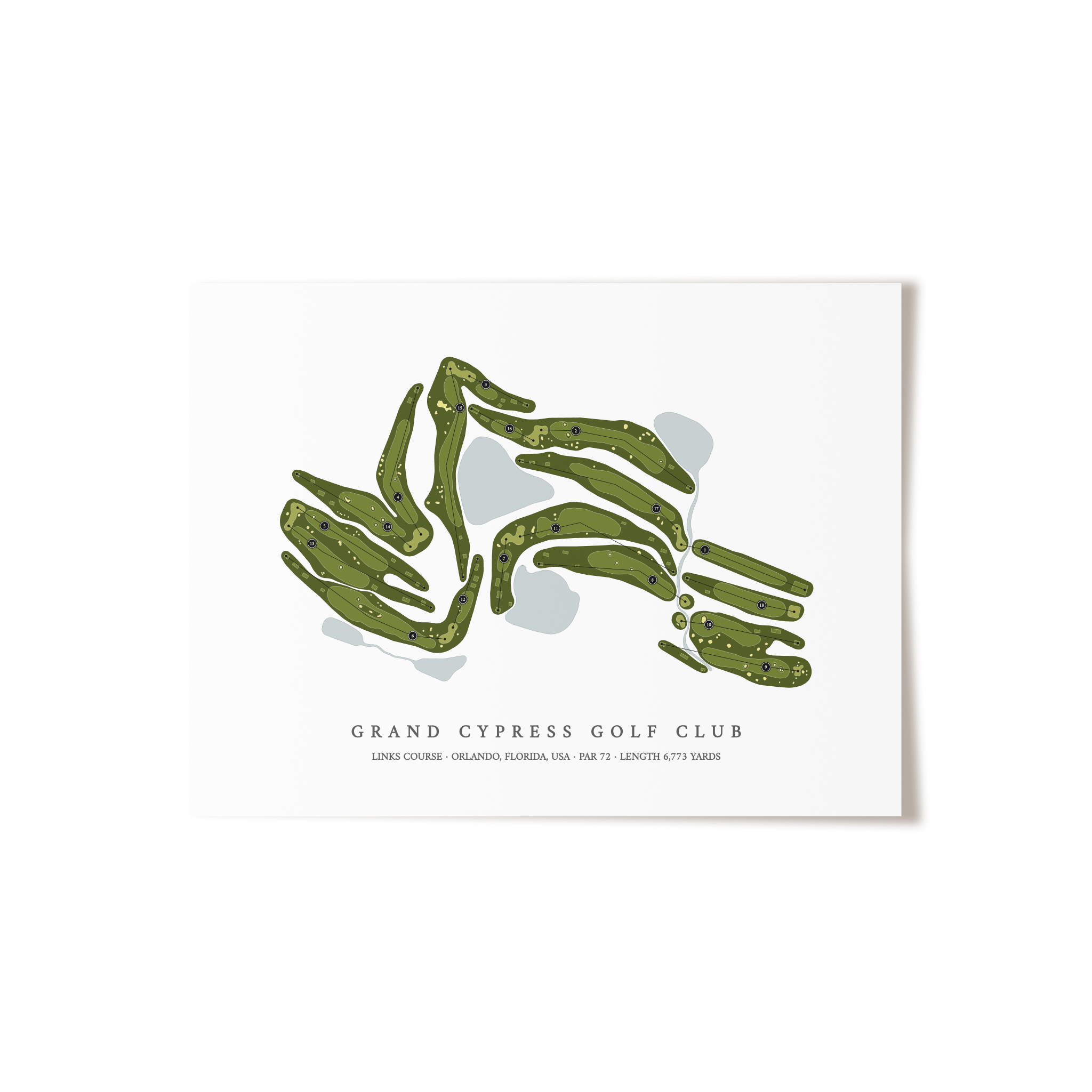 Grand Cypress Golf Club - Links Course | Golf Course Map | Unframed 