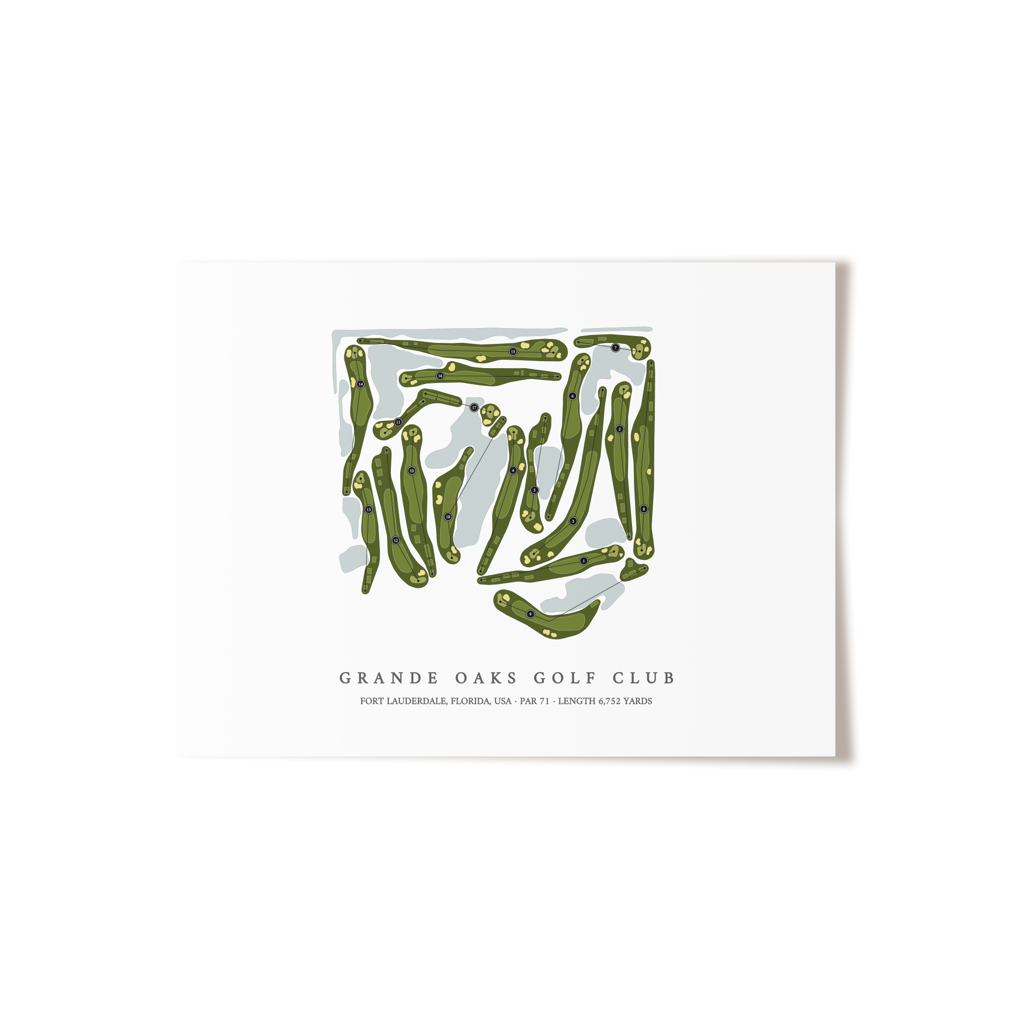 Grande Oaks Golf Club | Golf Course Map | Unframed 