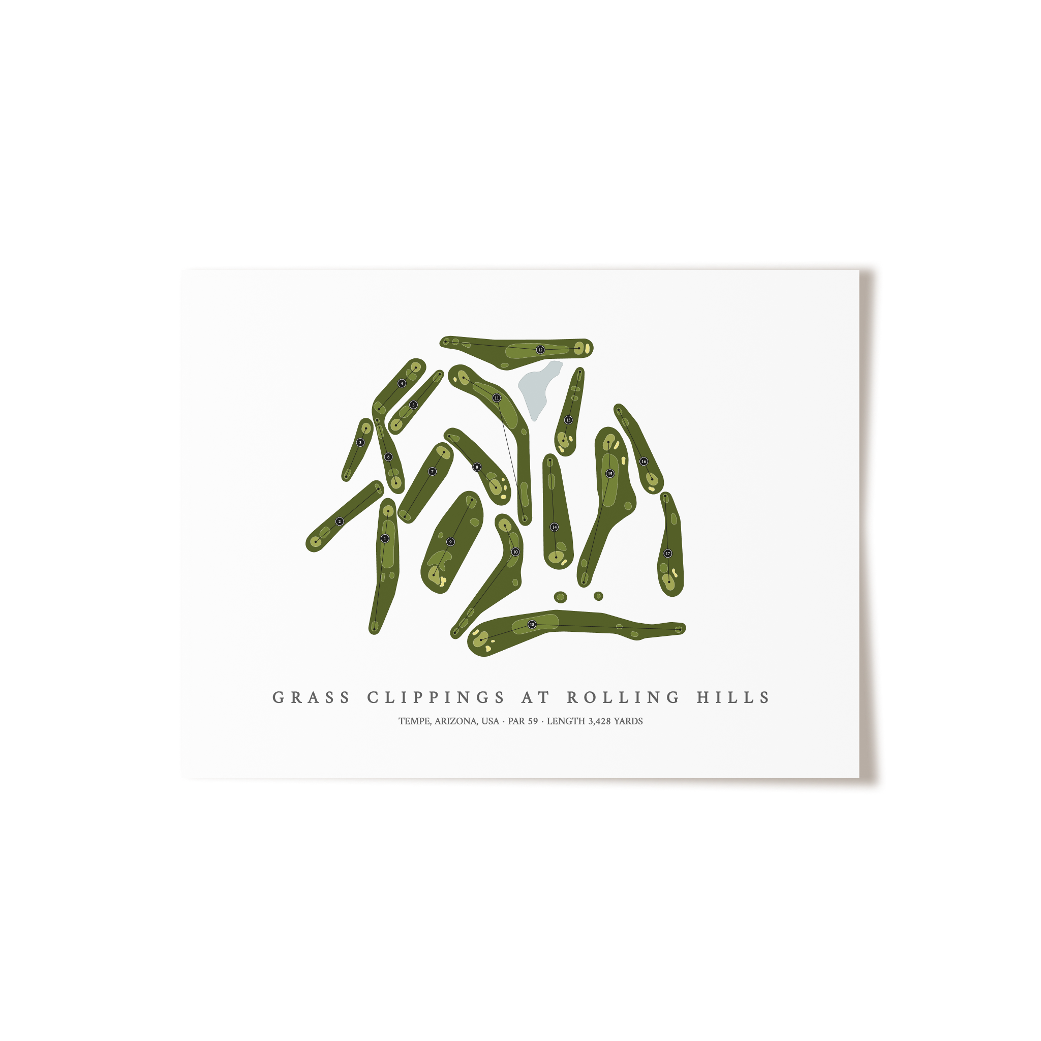 Grass Clippings at Rolling Hills | Golf Course Map | Unframed 