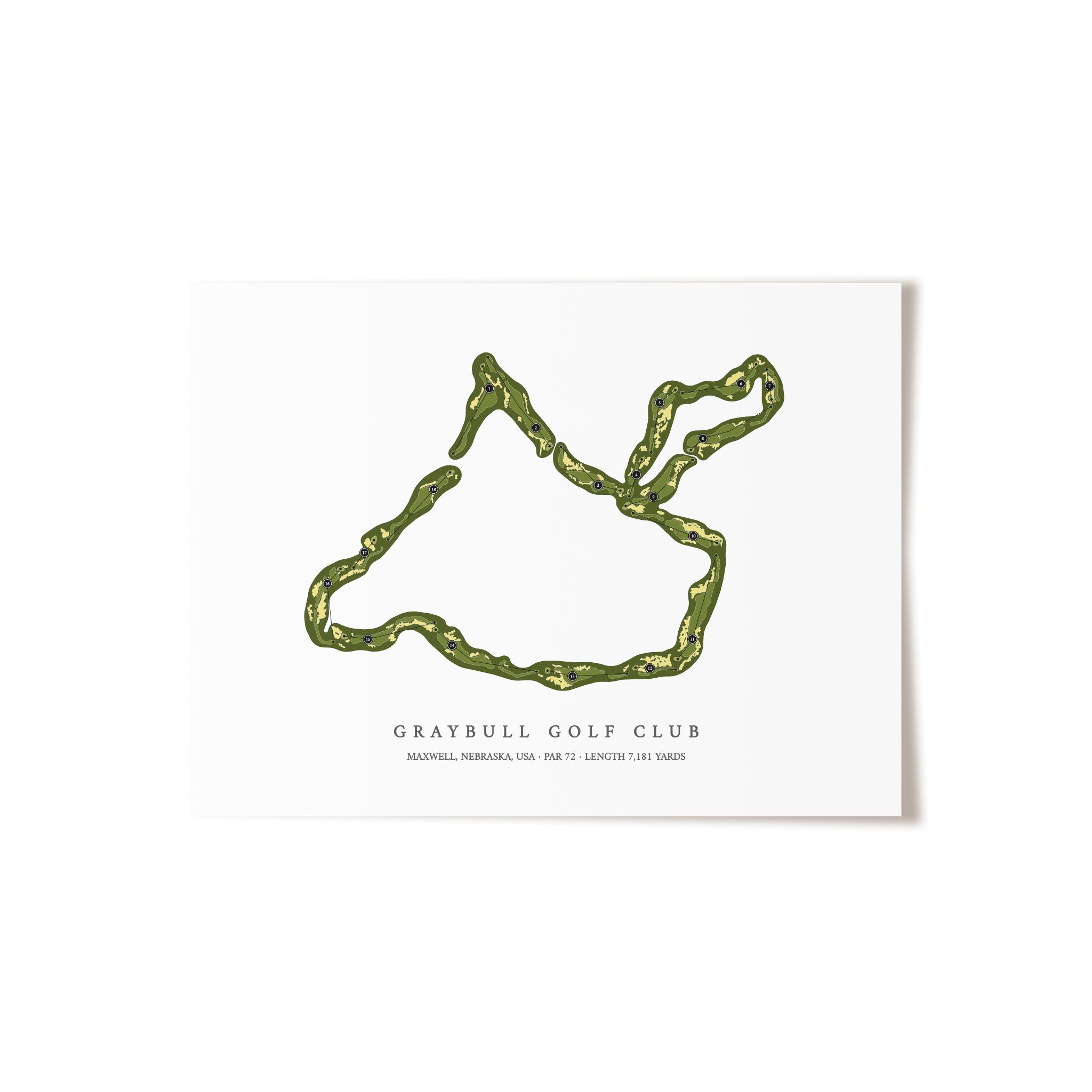 GrayBull Golf Club | Golf Course Map | Unframed 