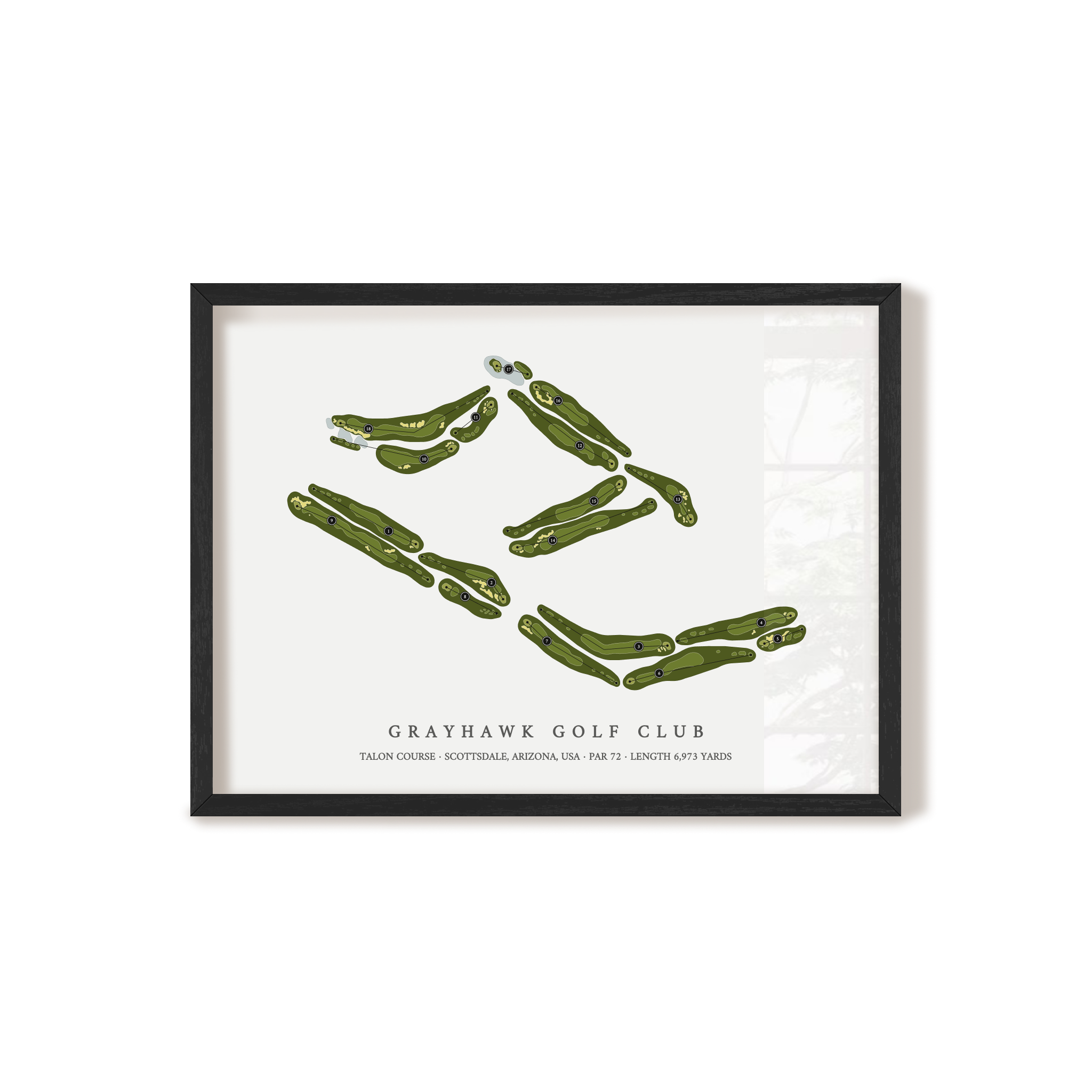Grayhawk Golf Club - Talon Course | Golf Course Map | Black Frame 
