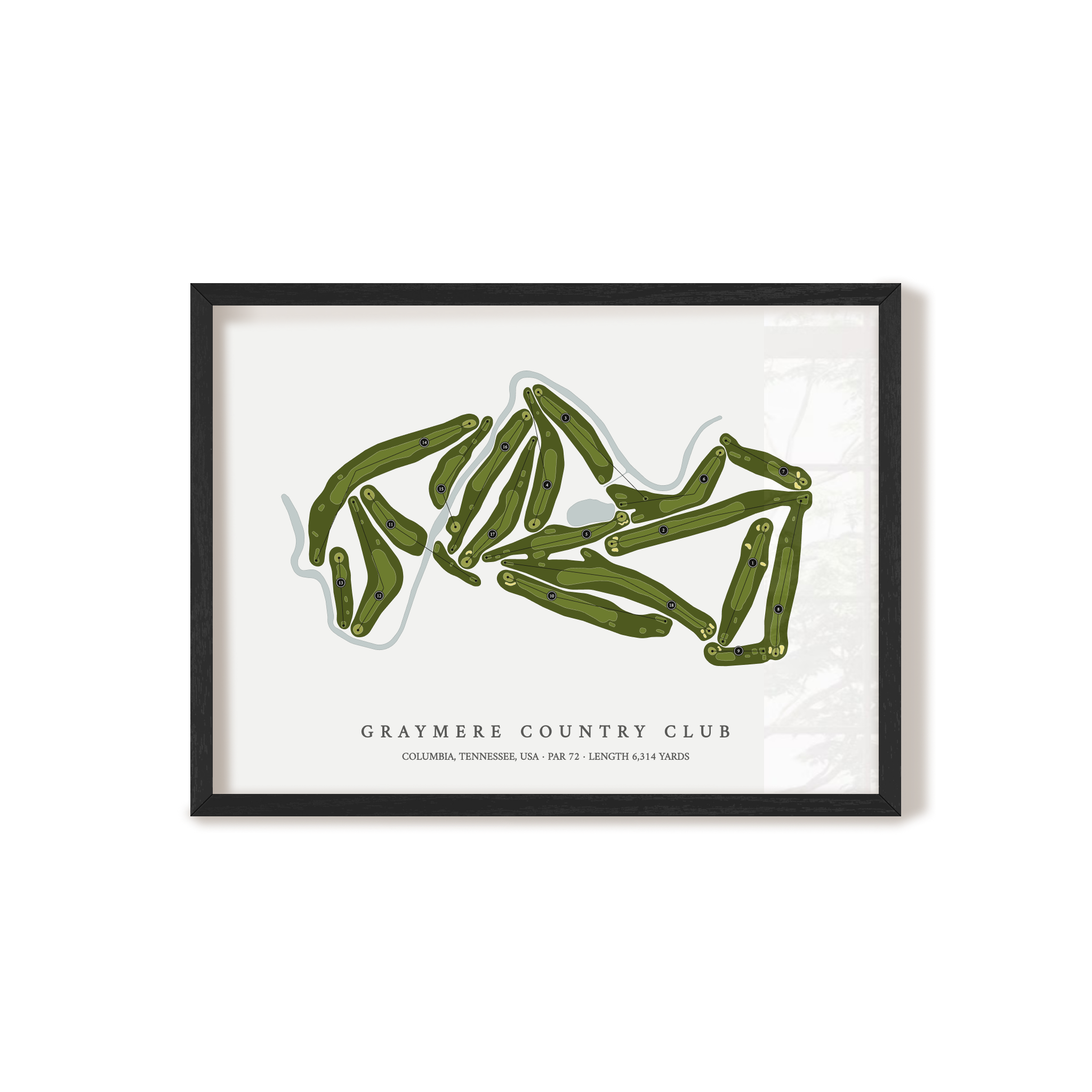 Graymere Country Club | Golf Course Map | Black Frame 