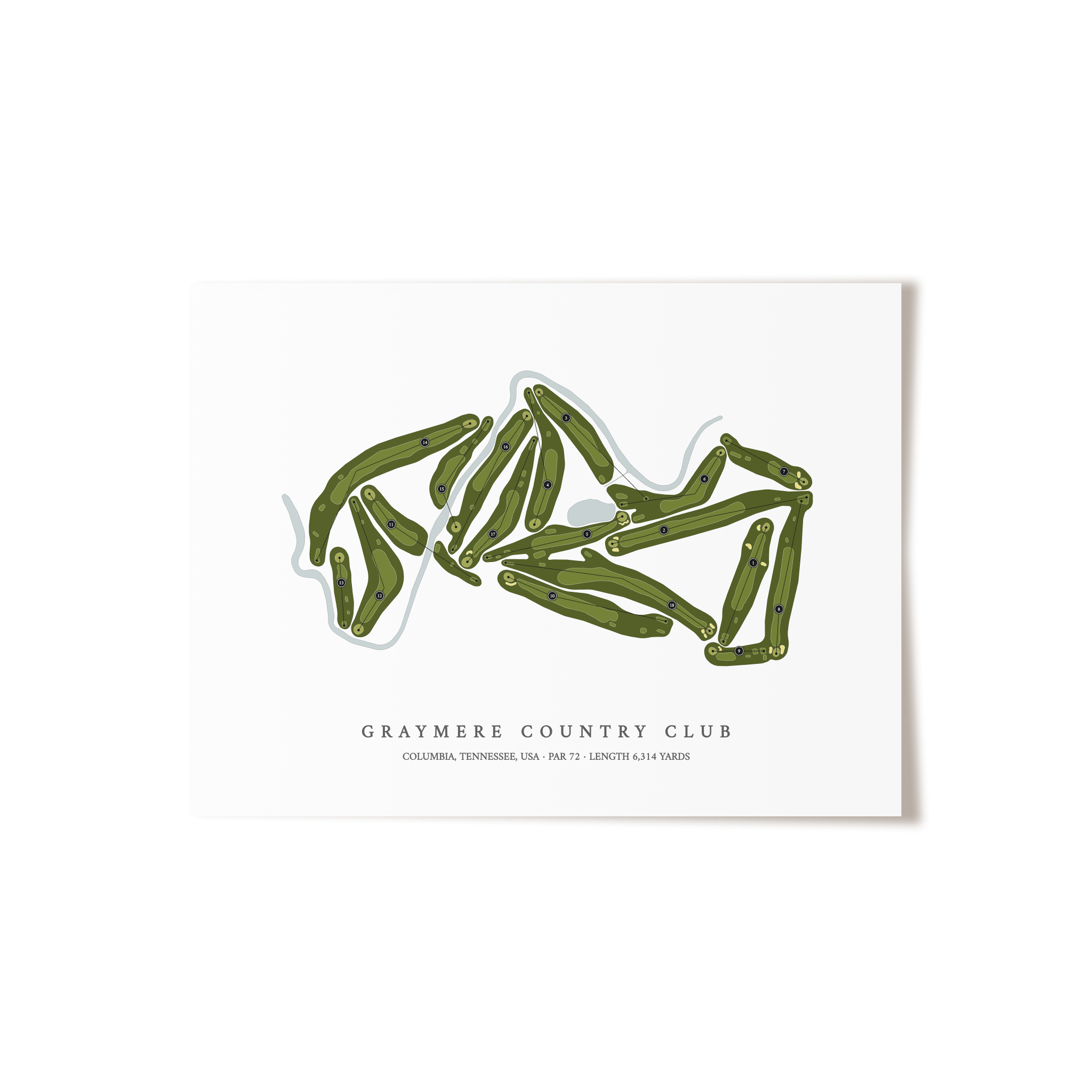 Graymere Country Club | Golf Course Map | Unframed 