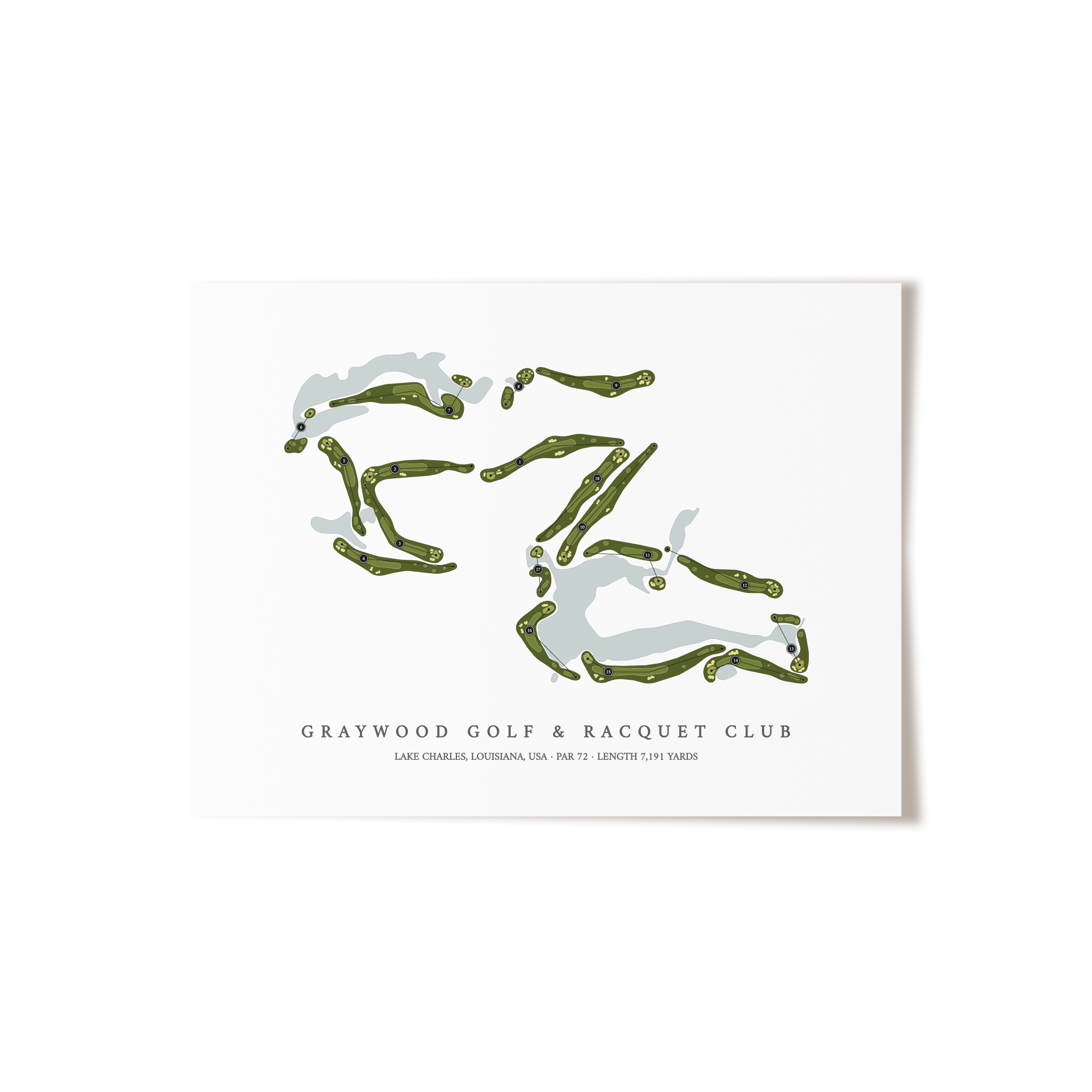 Graywood Golf & Racquet Club | Golf Course Map | Unframed 