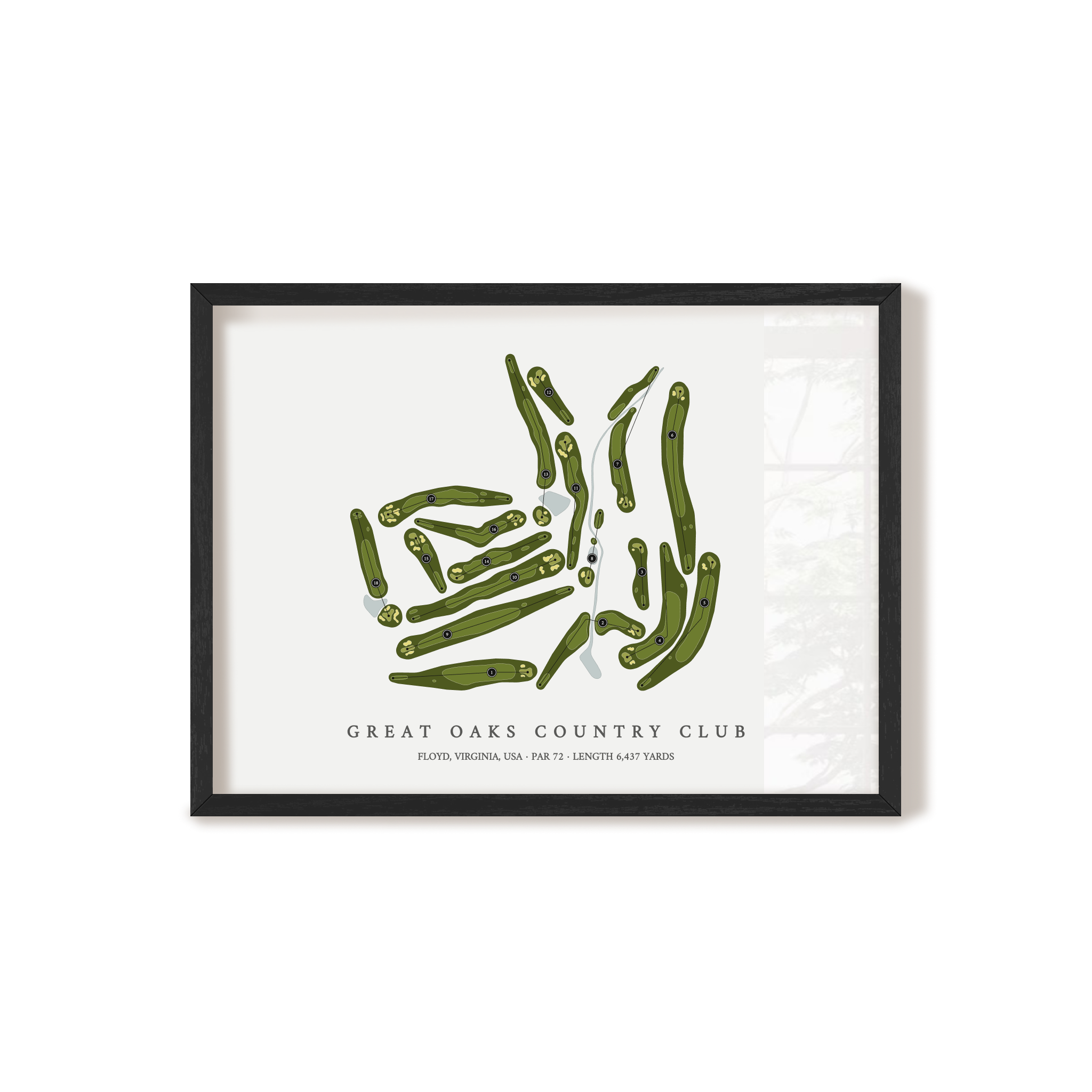 Great Oaks Country Club | Golf Course Map | Black Frame 