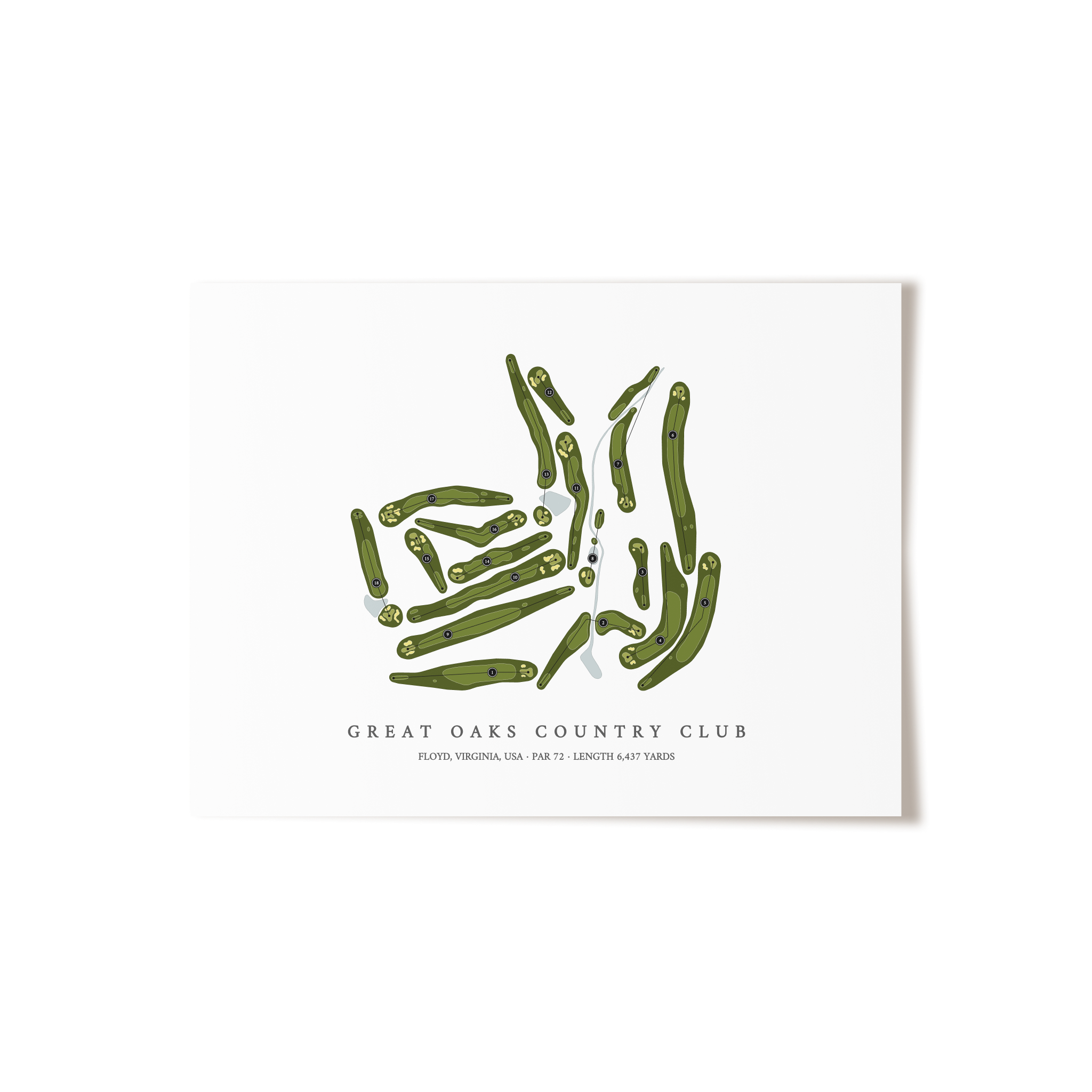 Great Oaks Country Club | Golf Course Map | Unframed 