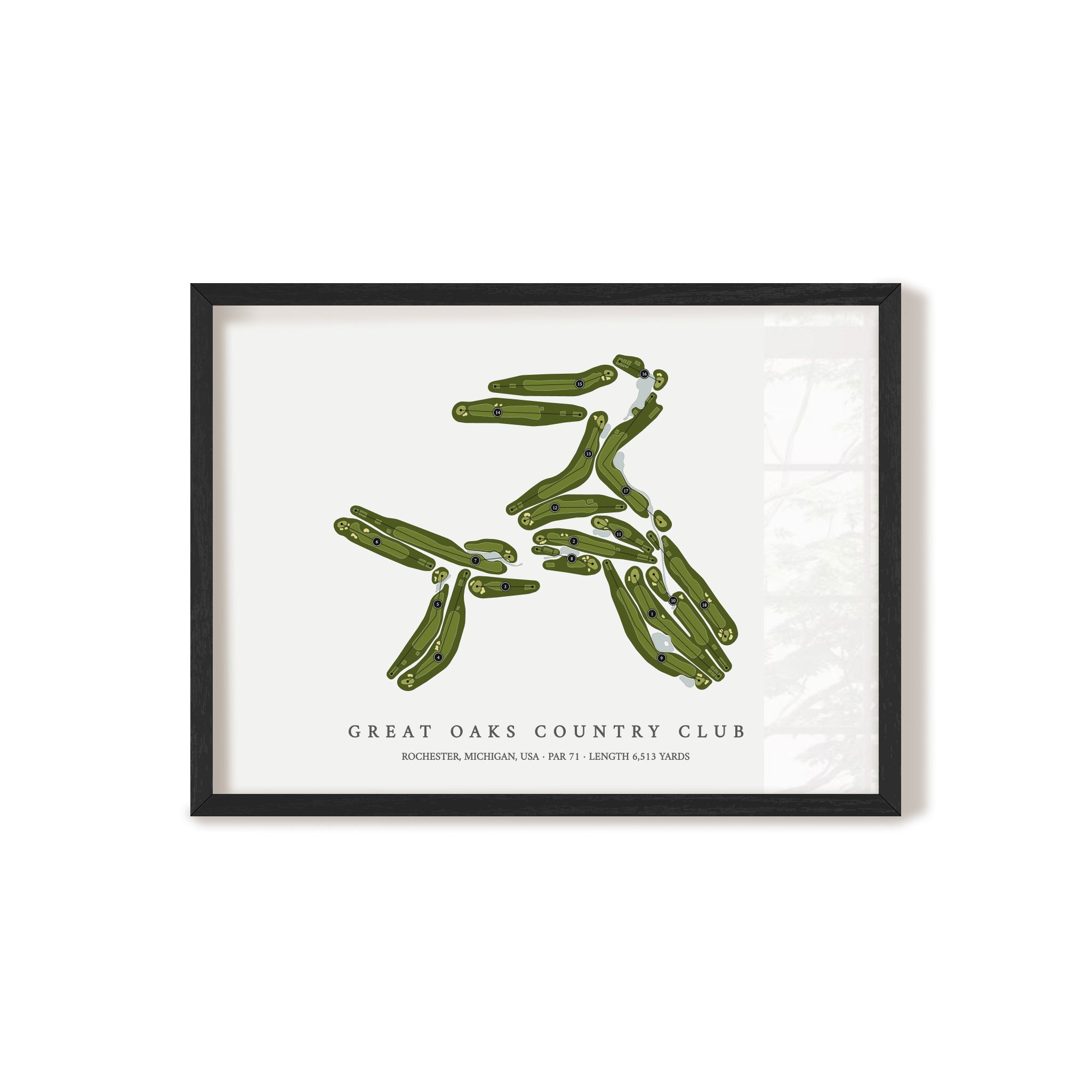 Great Oaks Country Club | Golf Course Print | Black Frame 