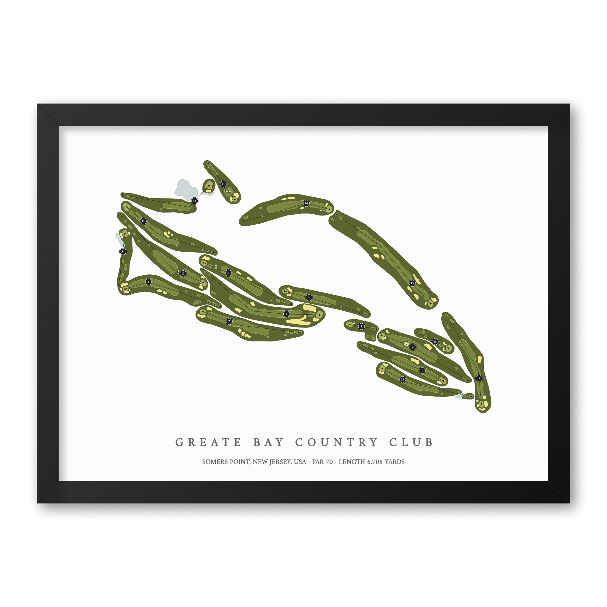 Greate Bay Country Club | Golf Course Map | Black Frame