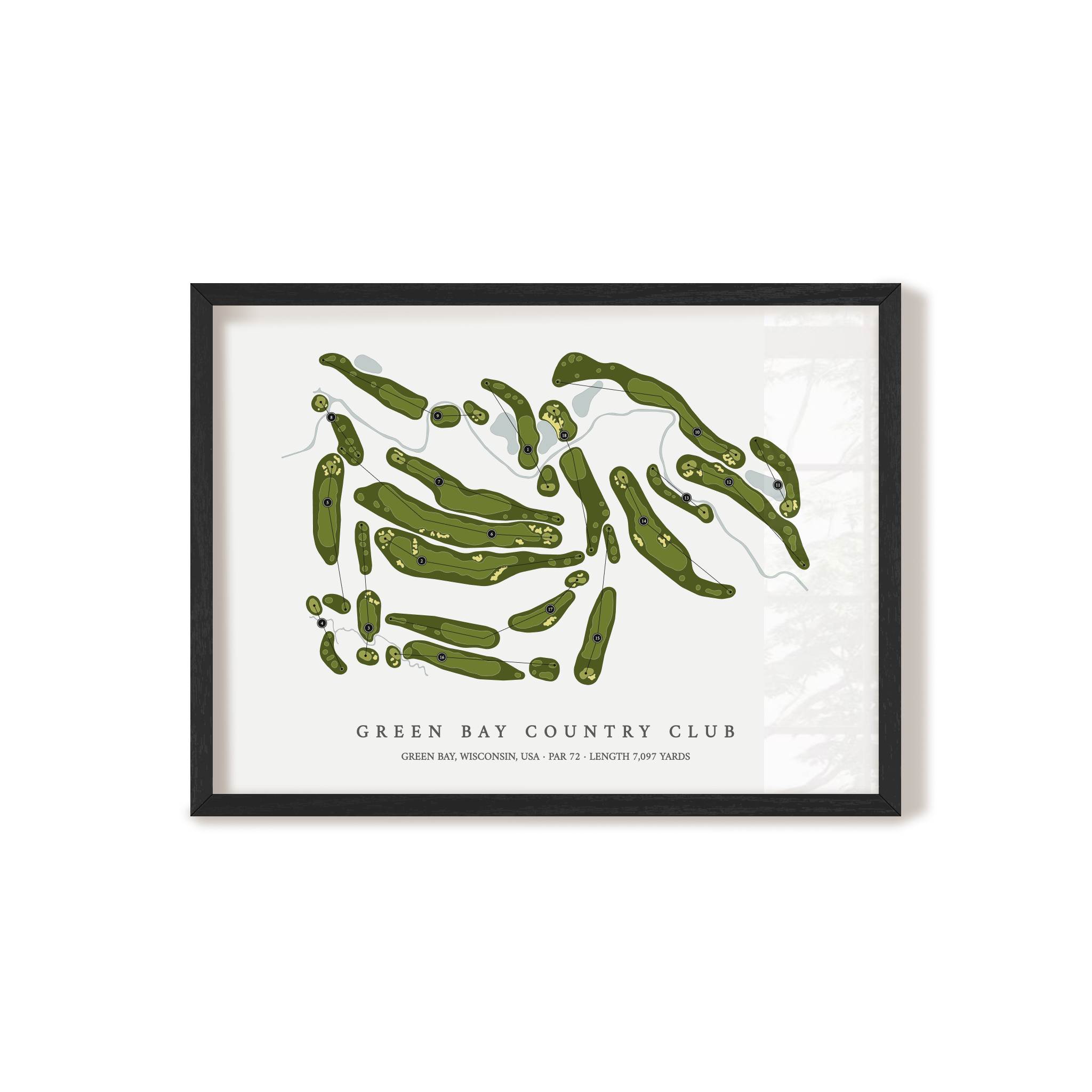 Green Bay Country Club | Golf Course Map | Black Frame 