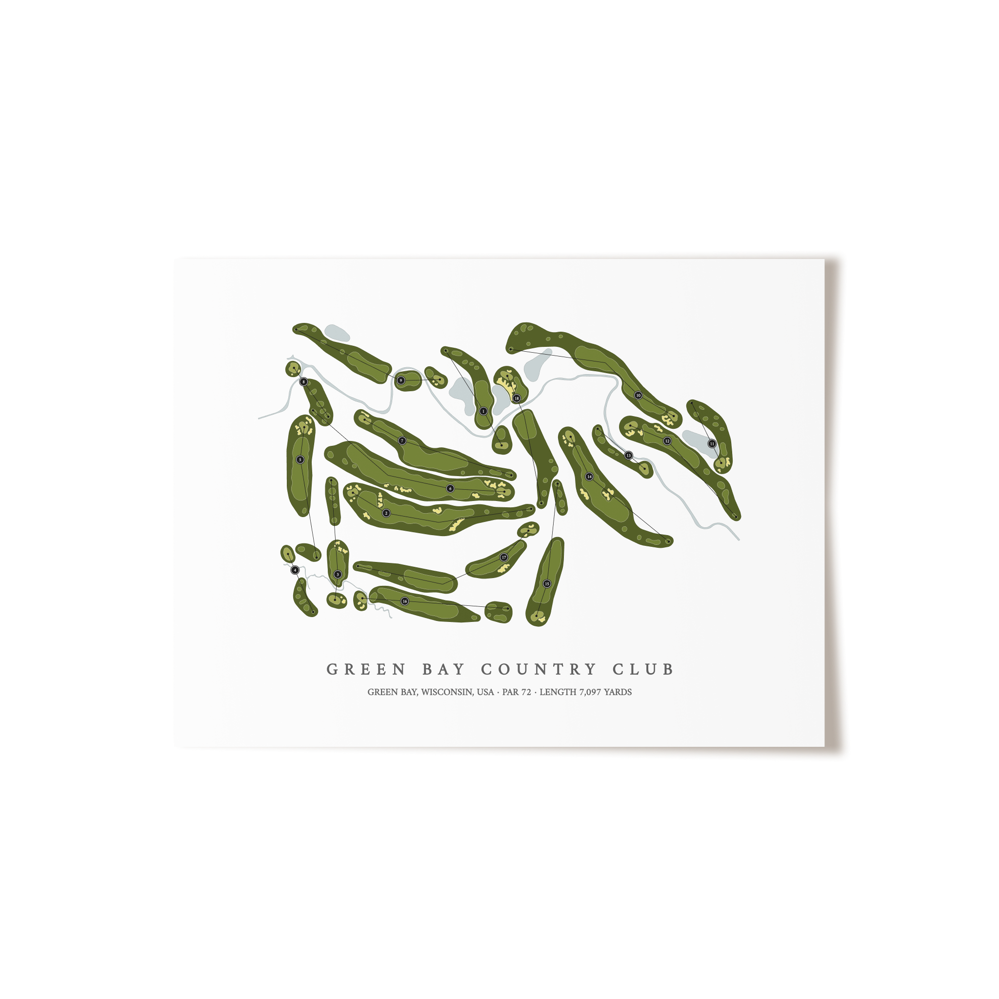 Green Bay Country Club | Golf Course Map | Unframed 