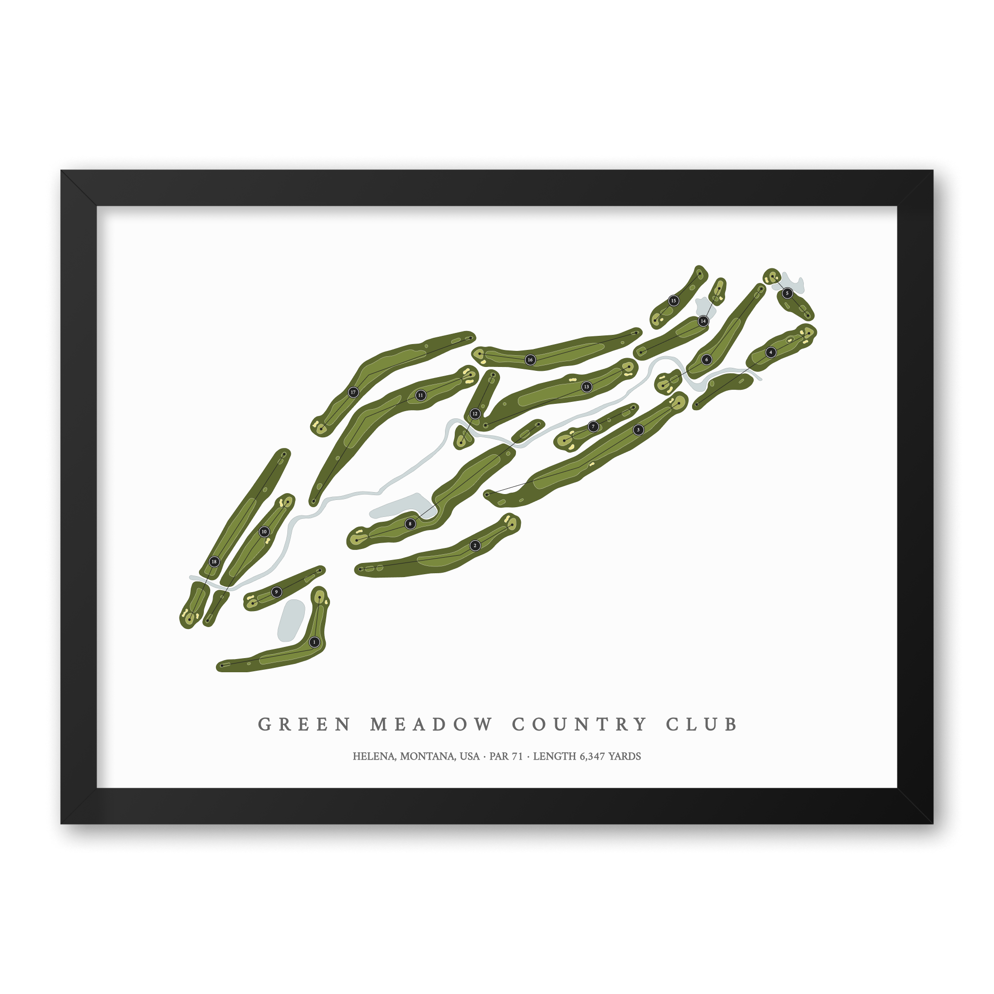Green Meadow Country Club | Golf Course Map | Black Frame