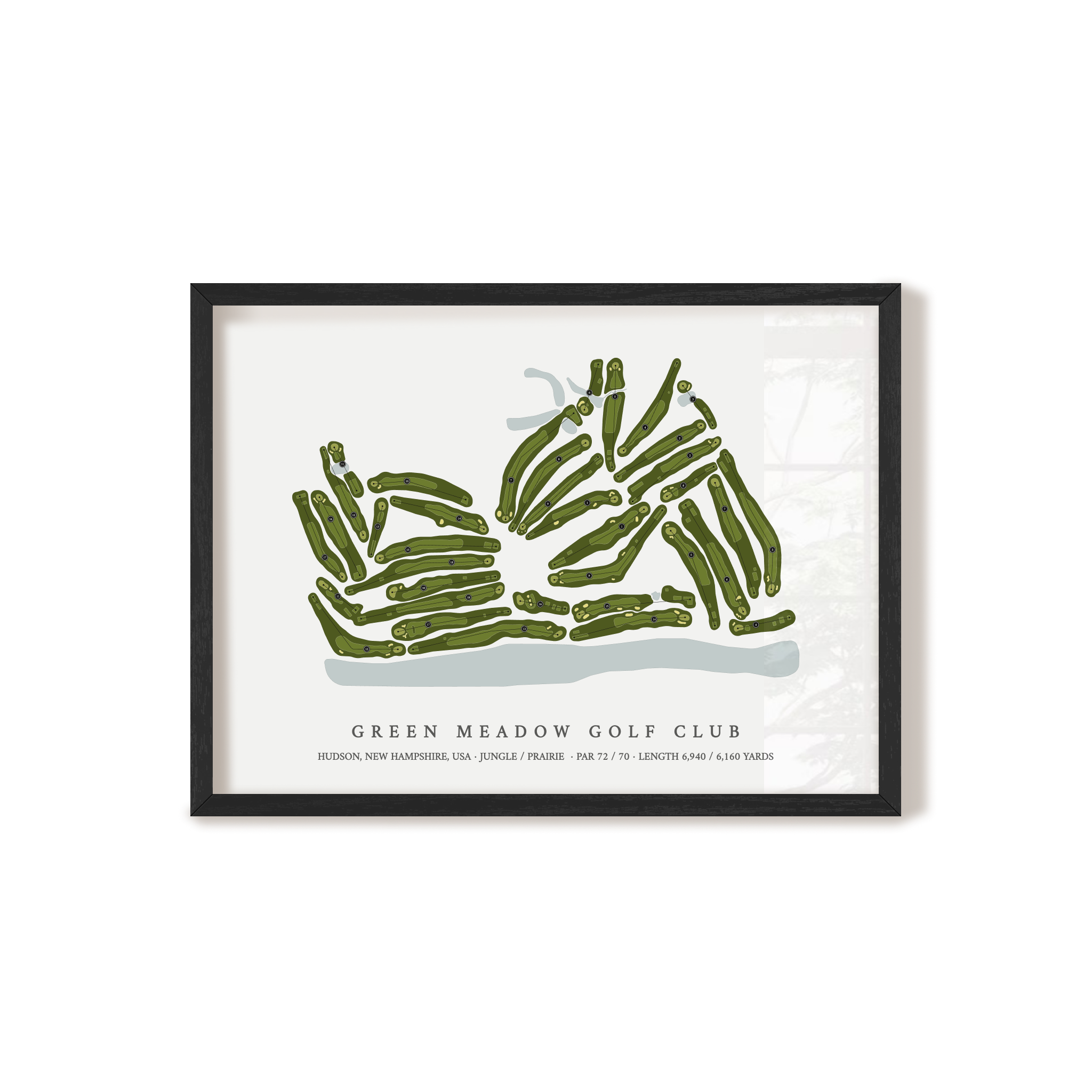Green Meadow Golf Club | Golf Course Print | Black Frame