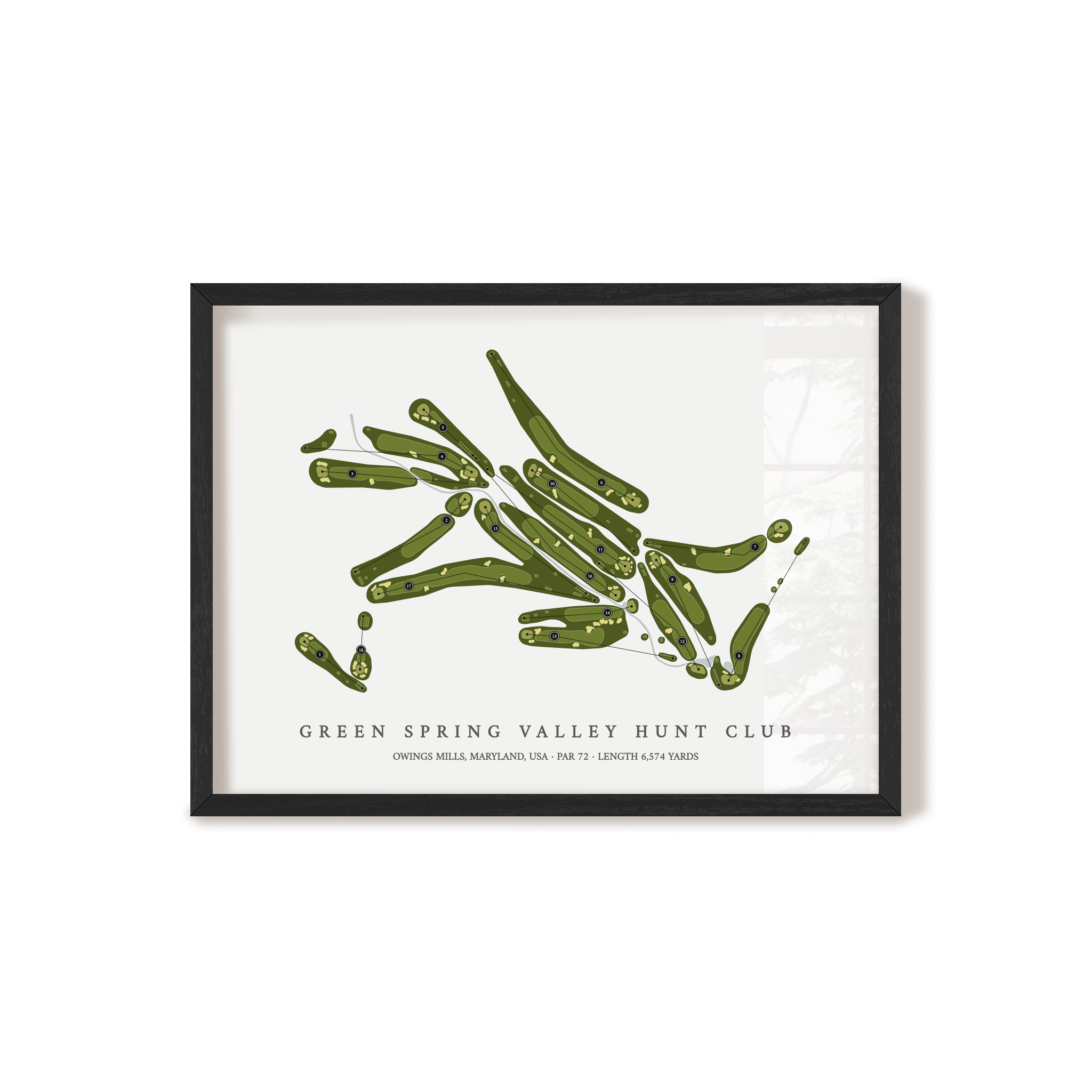 Green Spring Valley Hunt Club | Golf Course Map | Black Frame 
