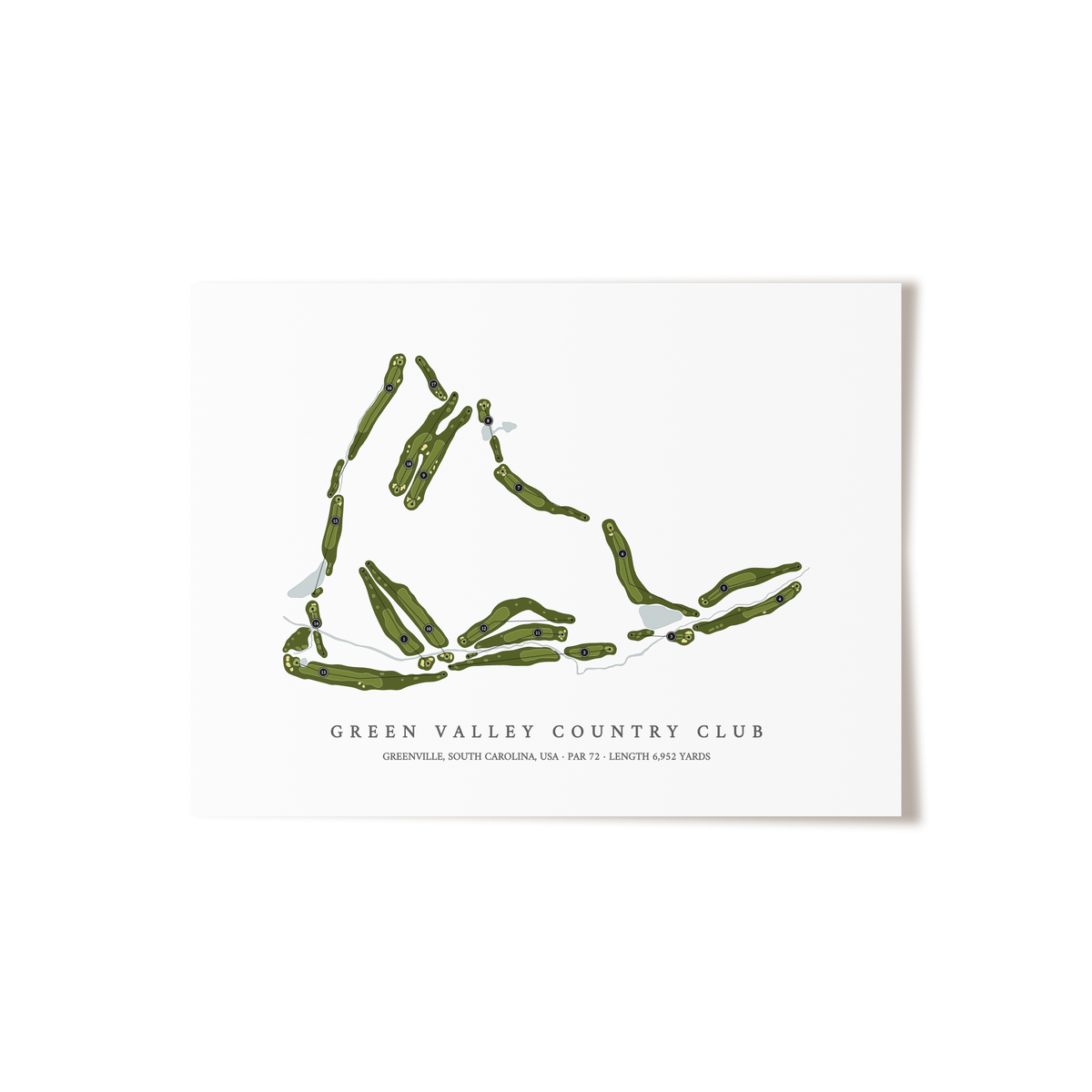 Green Valley Country Club | Golf Course Map | Unframed