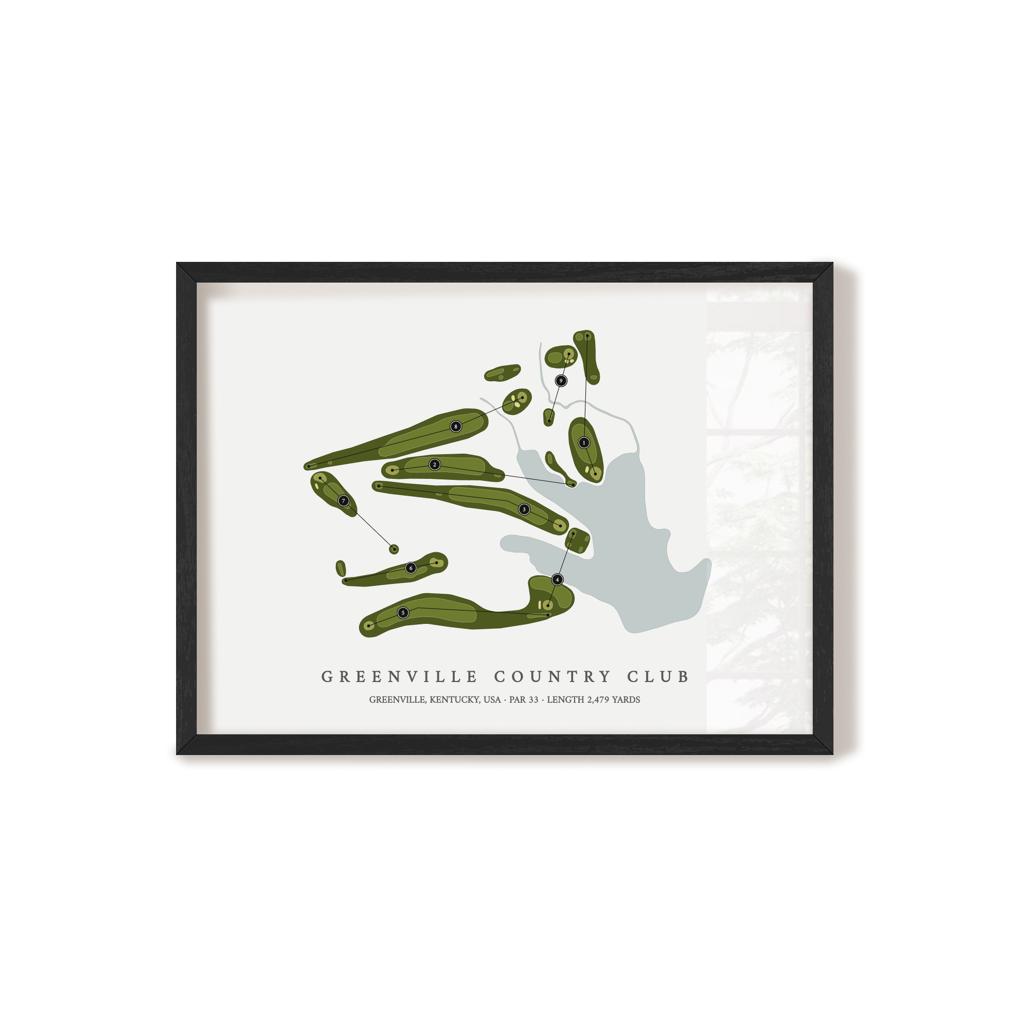 Greenville Country Club | Golf Course Map | Black Frame 