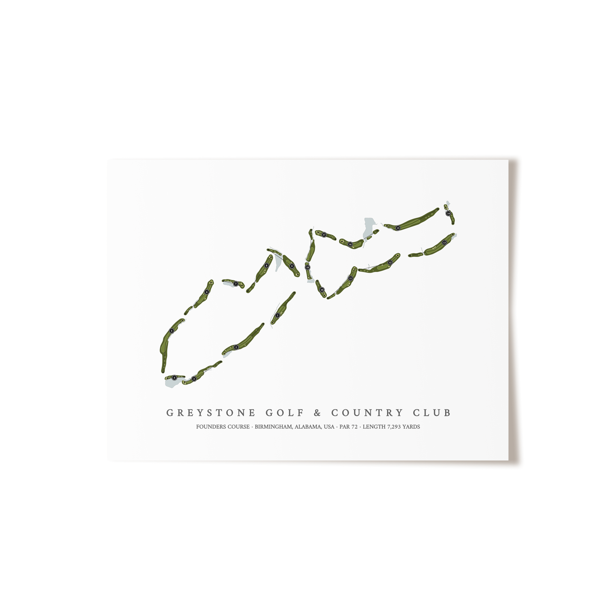 Greystone Golf & Country Club - Founders Course | Golf Course Map | Unframed 