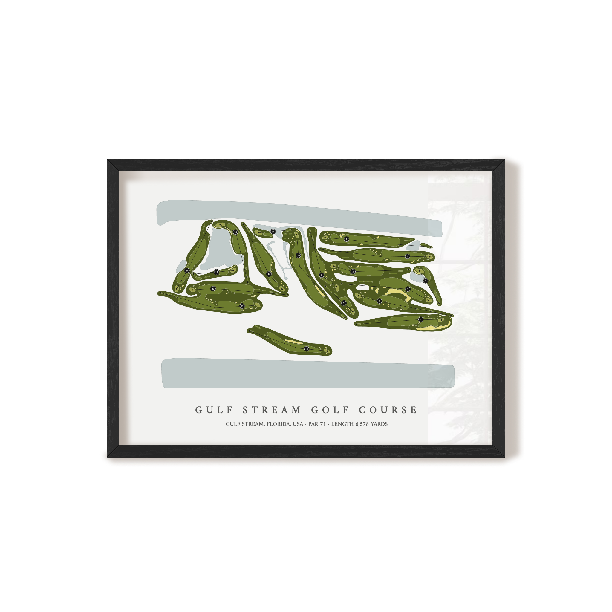 Gulf Stream Golf Course | Golf Course Map | Black Frame 