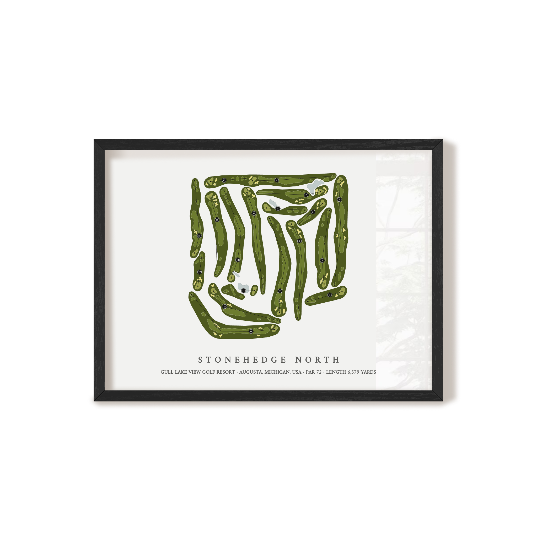 Gull Lake View Golf Resort - Stonehedge North | Golf Course Map | Black Frame 