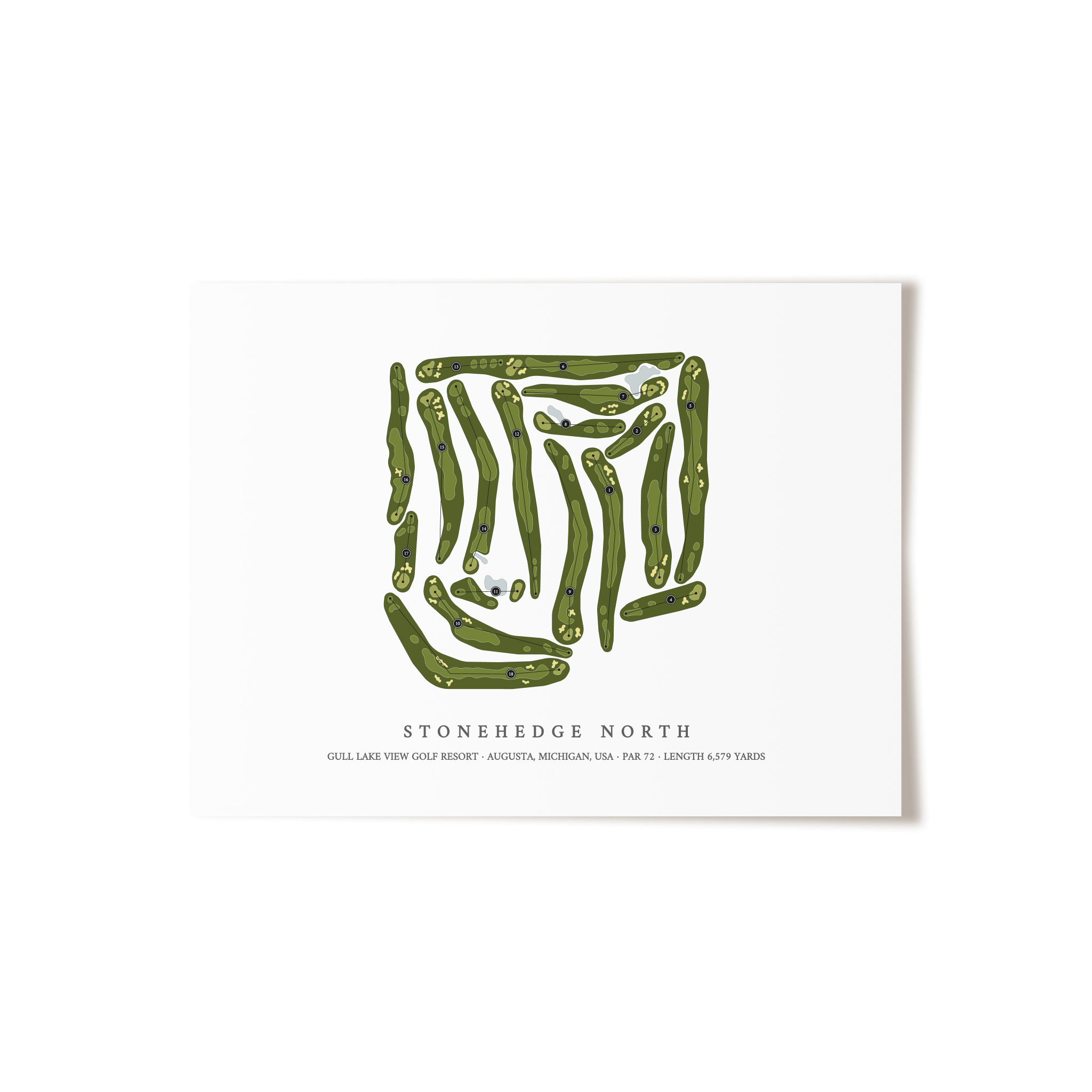 Gull Lake View Golf Resort - Stonehedge North | Golf Course Map | Unframed 