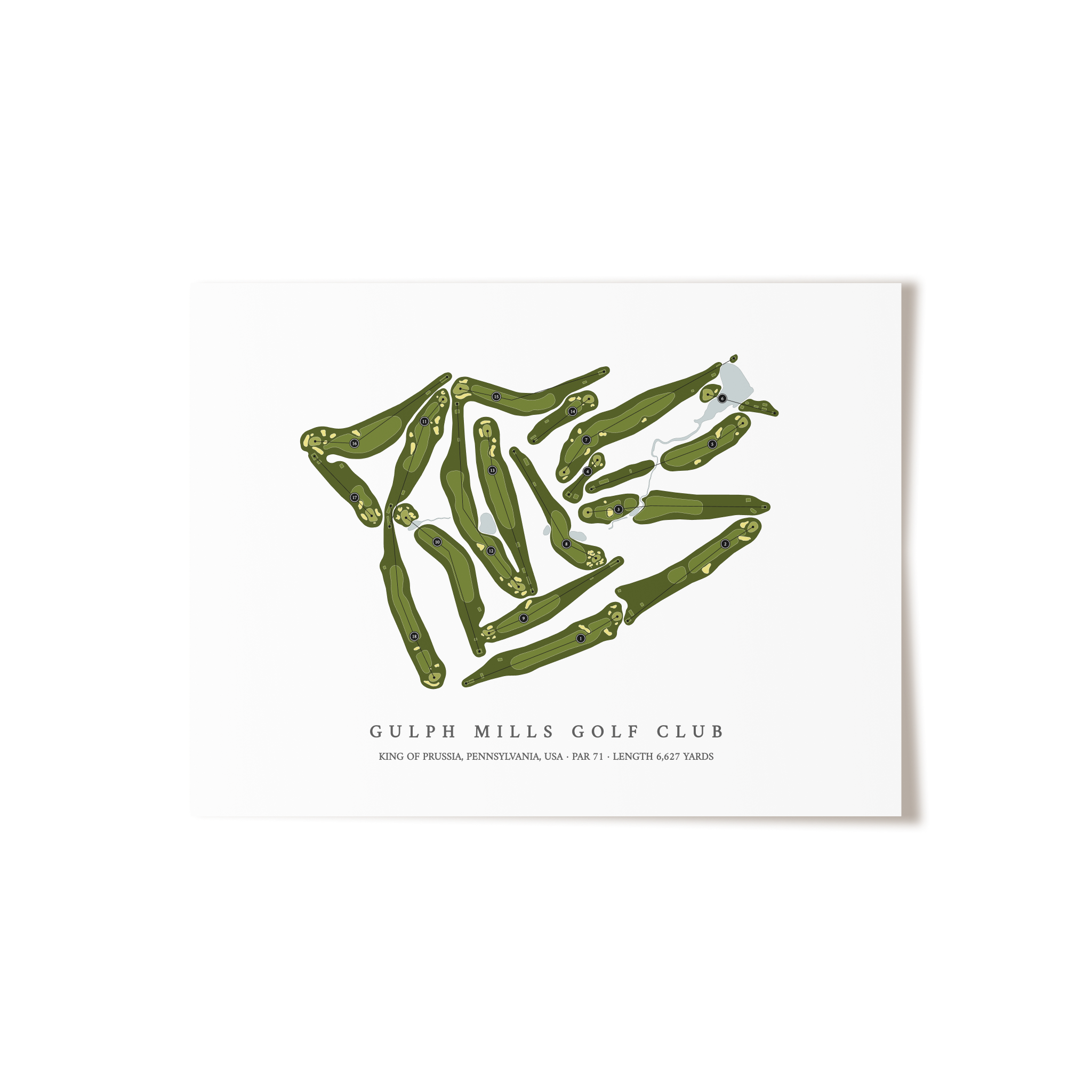 Gulph Mills Golf Club | Golf Course Map | Unframed 