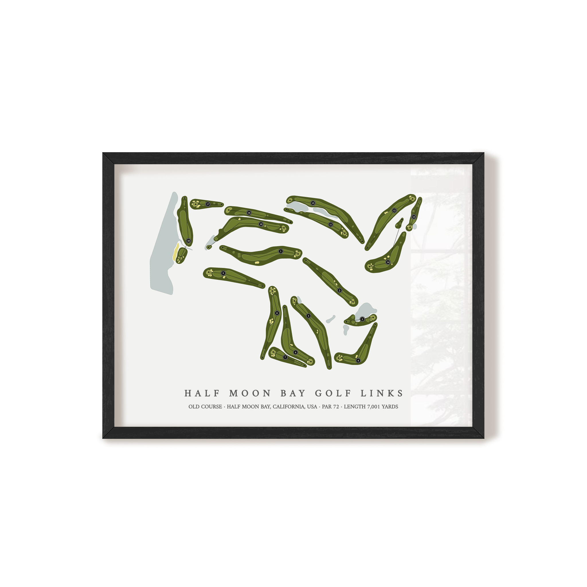 Half Moon Bay Golf Links - Old Course | Golf Course Map | Black Frame