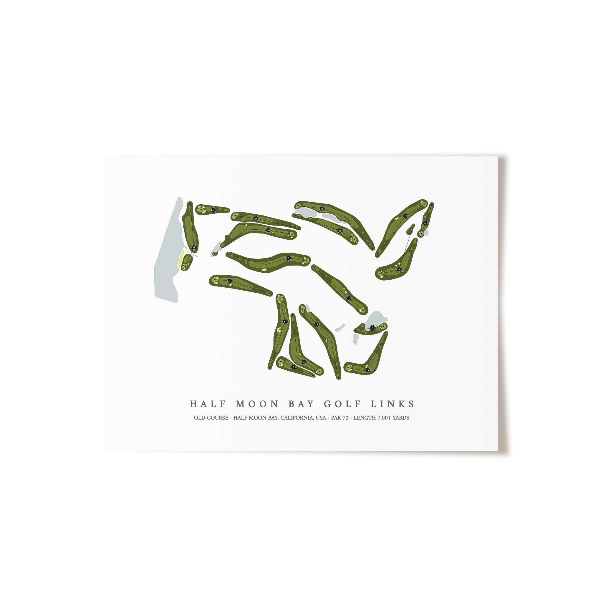 Half Moon Bay Golf Links - Old Course | Golf Course Map | Unframed