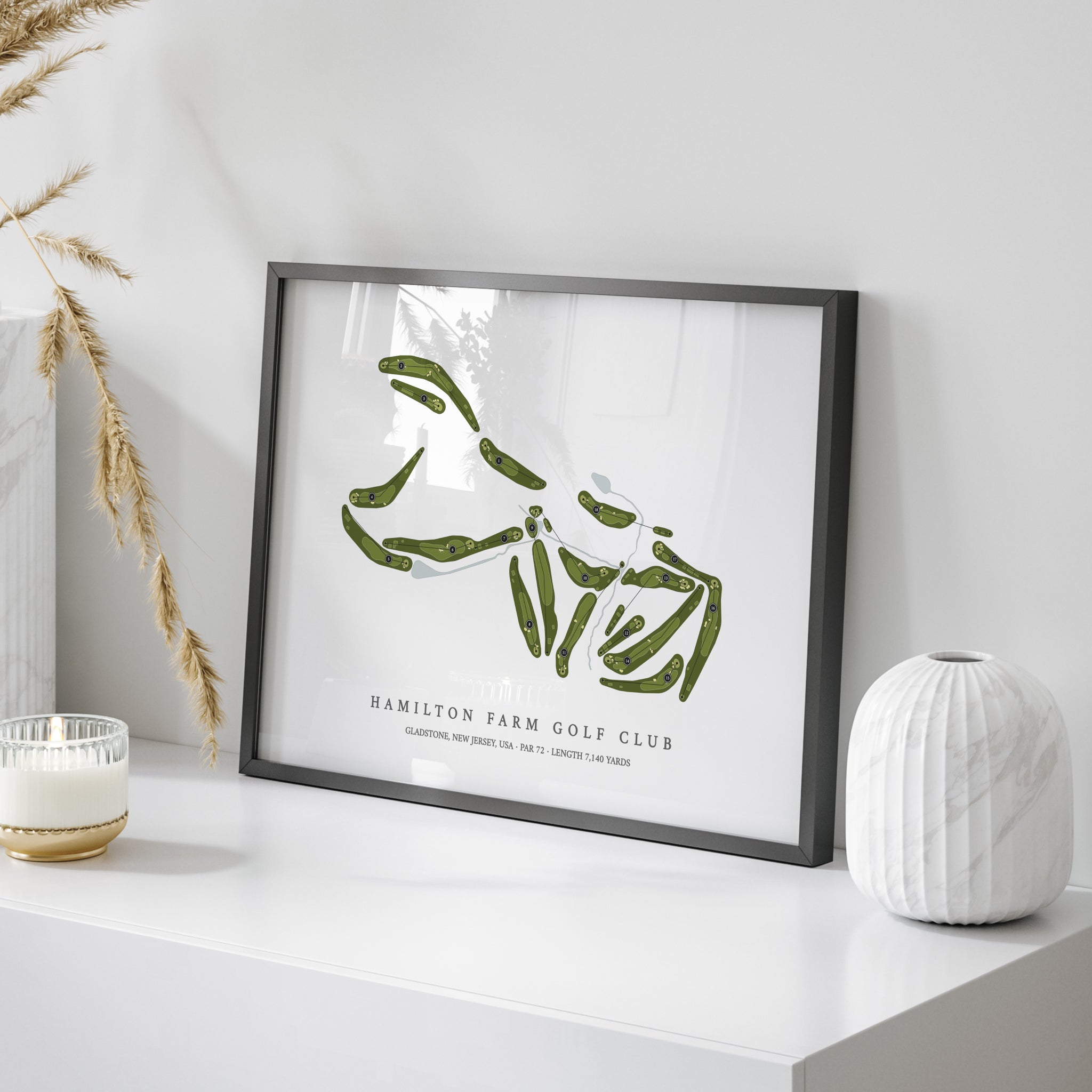 Hamilton Farm Golf Club | Golf Course Print | On Table