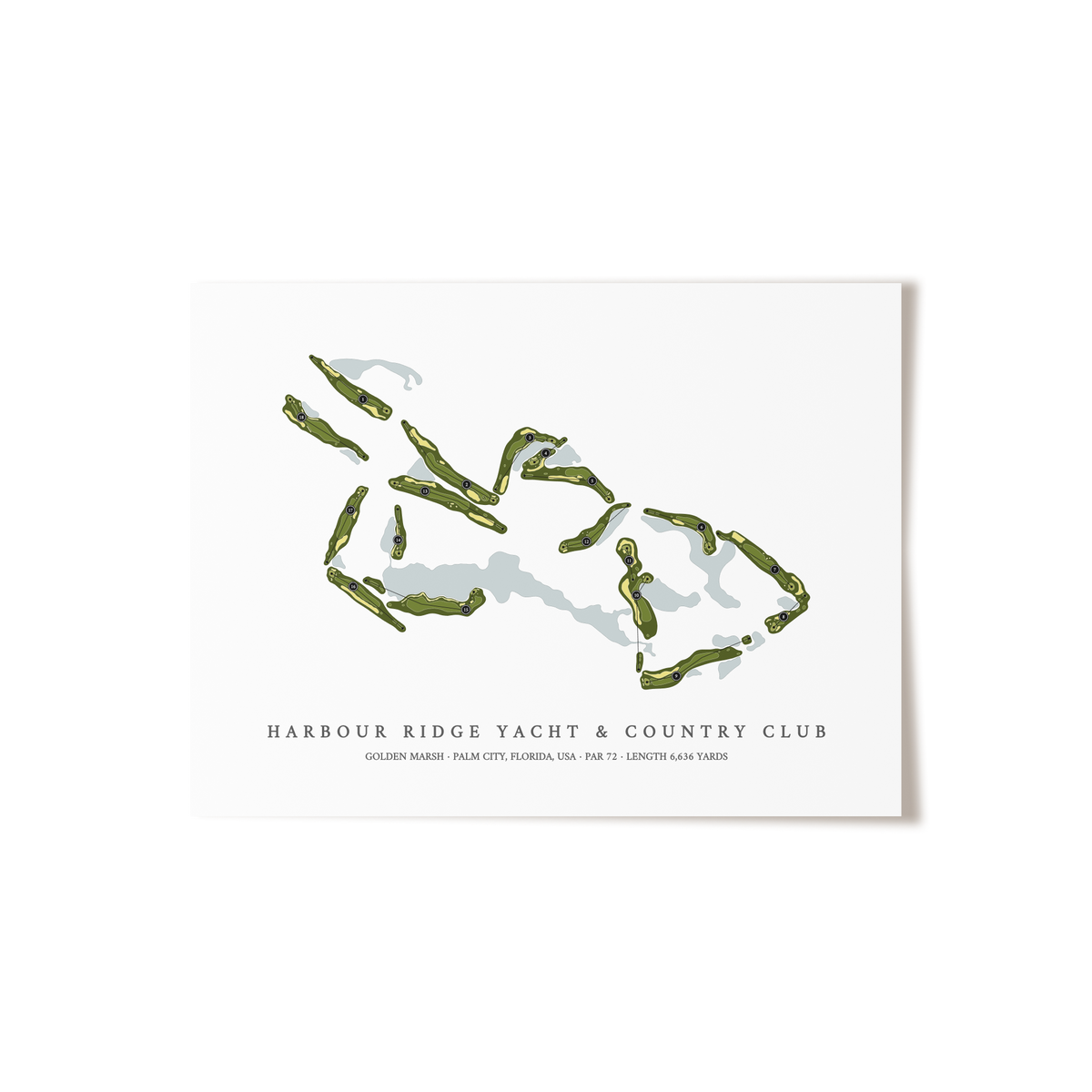 Harbour Ridge Yacht & Country Club - Golden Marsh | Golf Course Map | Unframed 