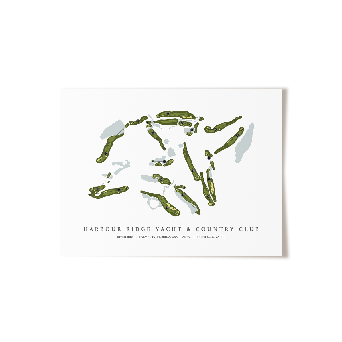 Harbour Ridge Yacht & Country Club - River Ridge | Golf Course Map | Unframed 