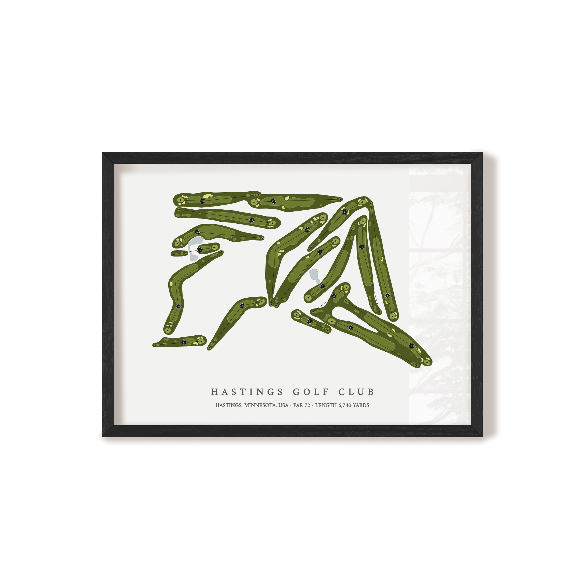 Hastings Golf Club | Golf Course Map | Black Frame 