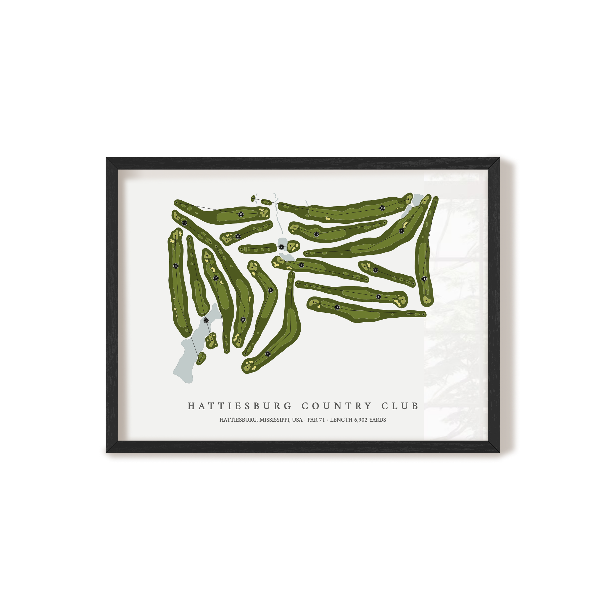 Hattiesburg Country Club | Golf Course Map | Black Frame 