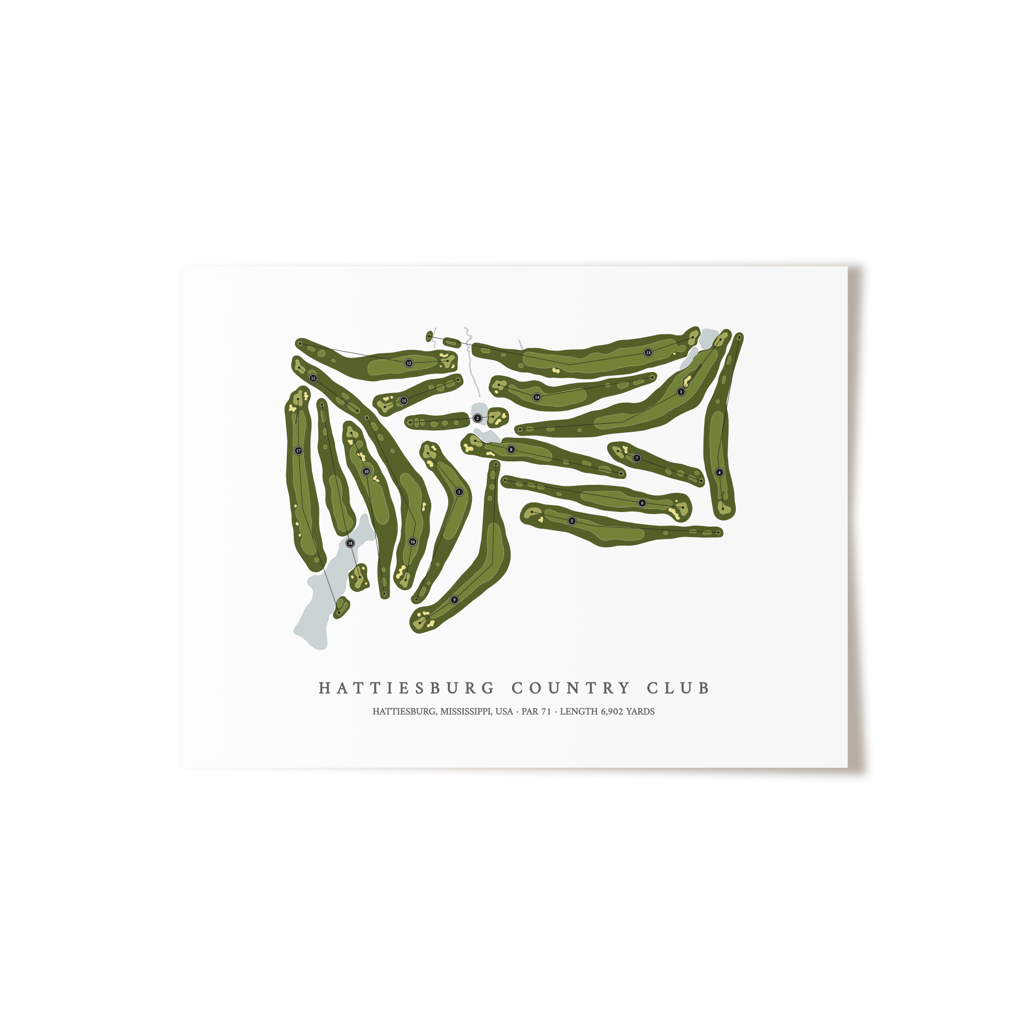 Hattiesburg Country Club | Golf Course Map | Unframed 