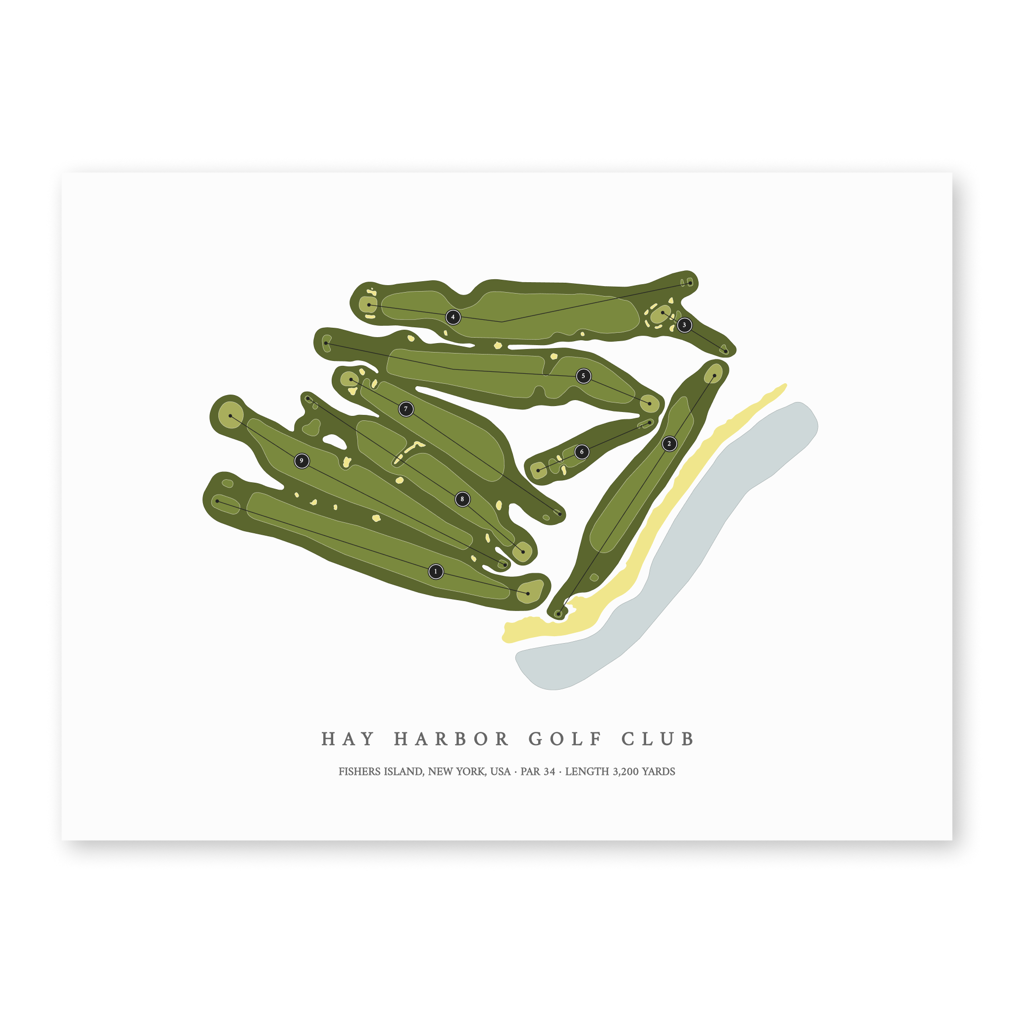 Hay Harbor Golf Club | Heritage Style Golf Course Print | Unframed