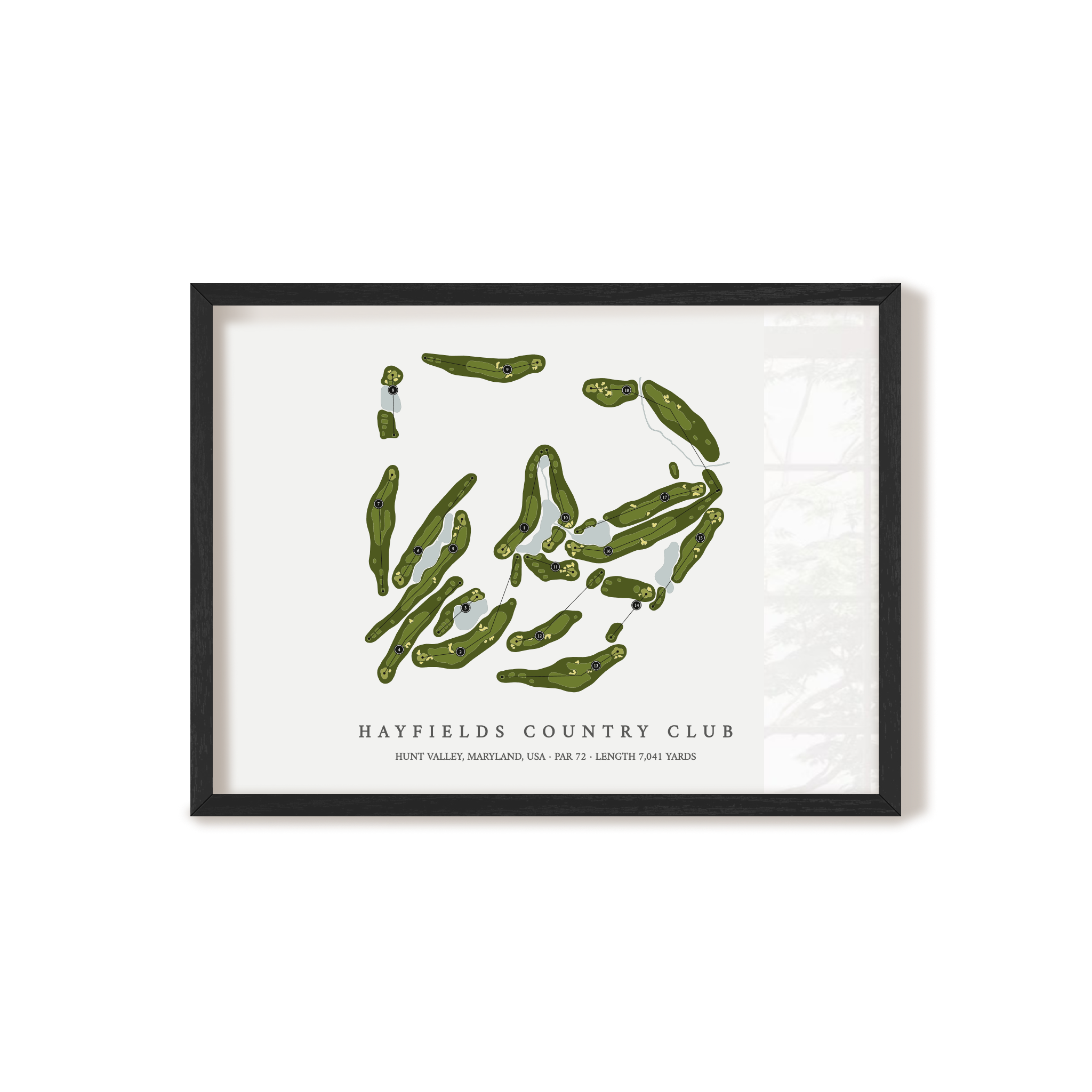 Hayfields Country Club | Golf Course Map | Black Frame 