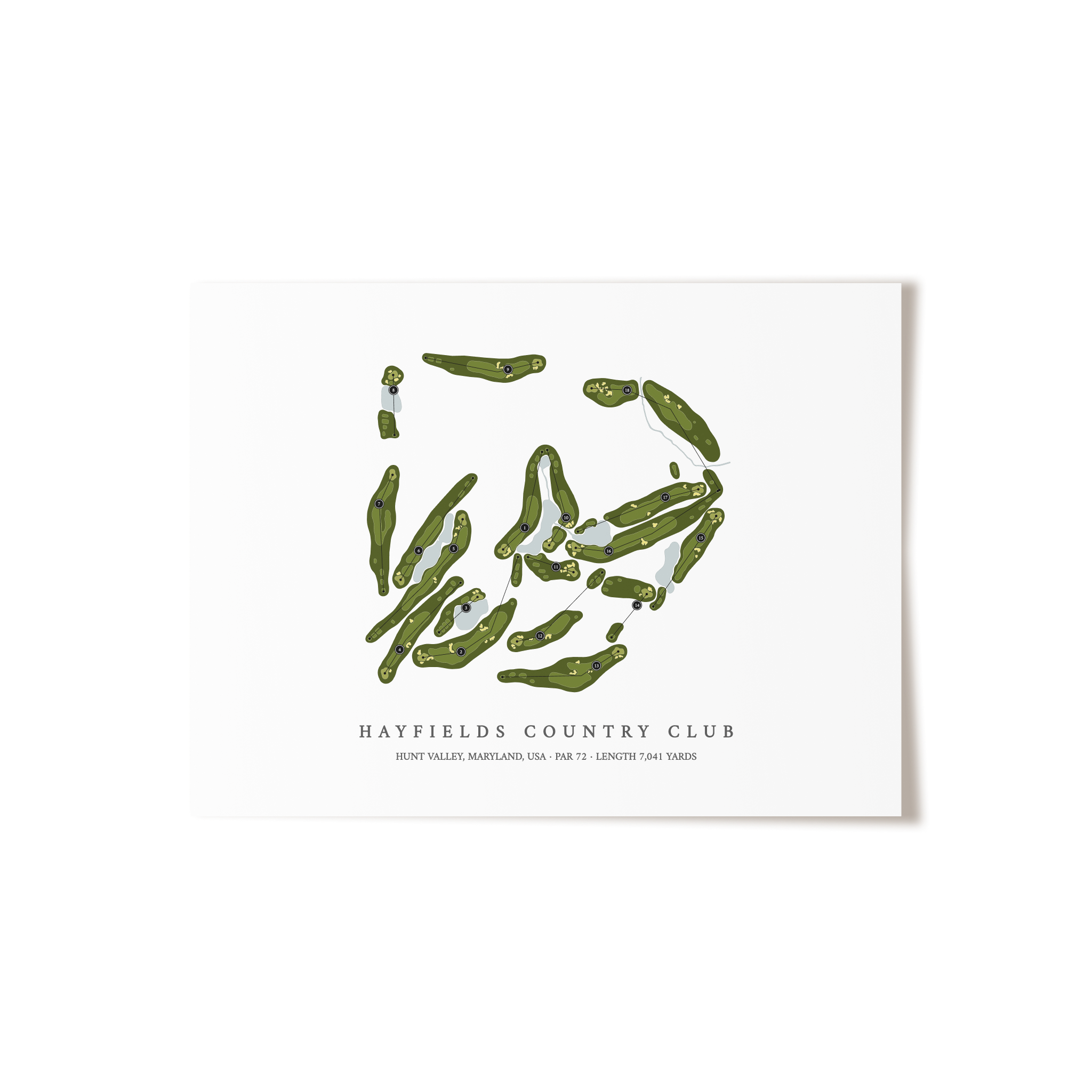Hayfields Country Club | Golf Course Map | Unframed 