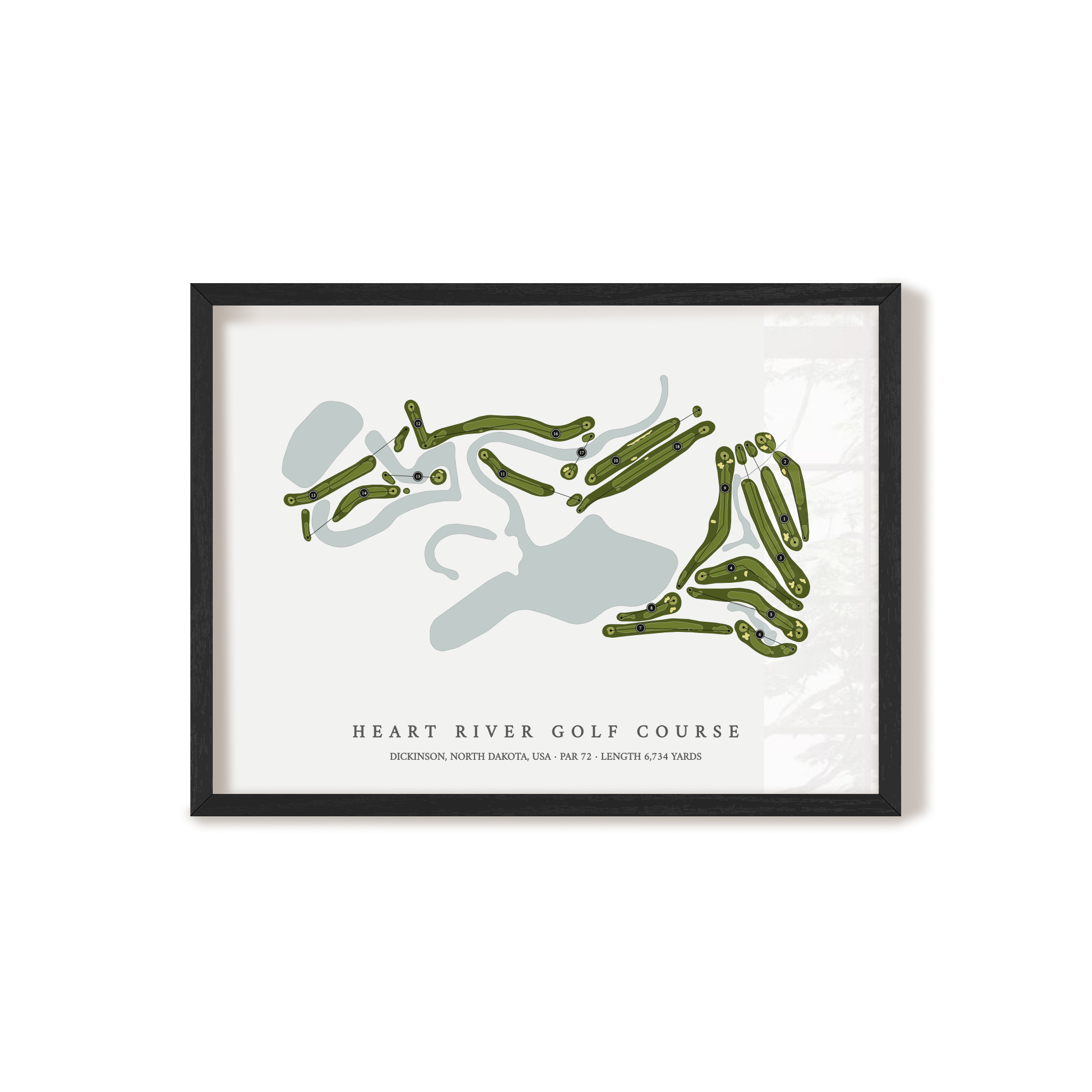 Heart River Golf Course | Golf Course Map | Black Frame 