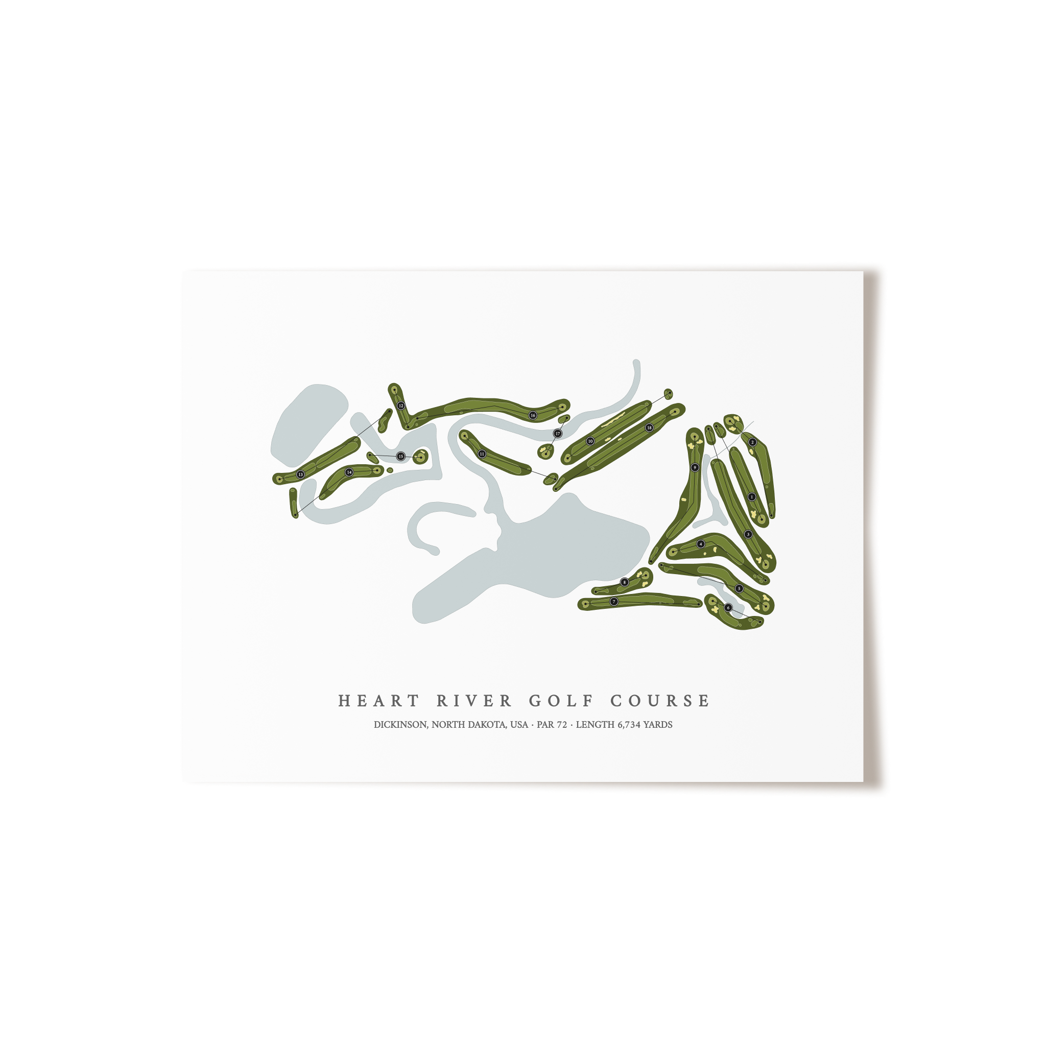 Heart River Golf Course | Golf Course Map | Unframed 