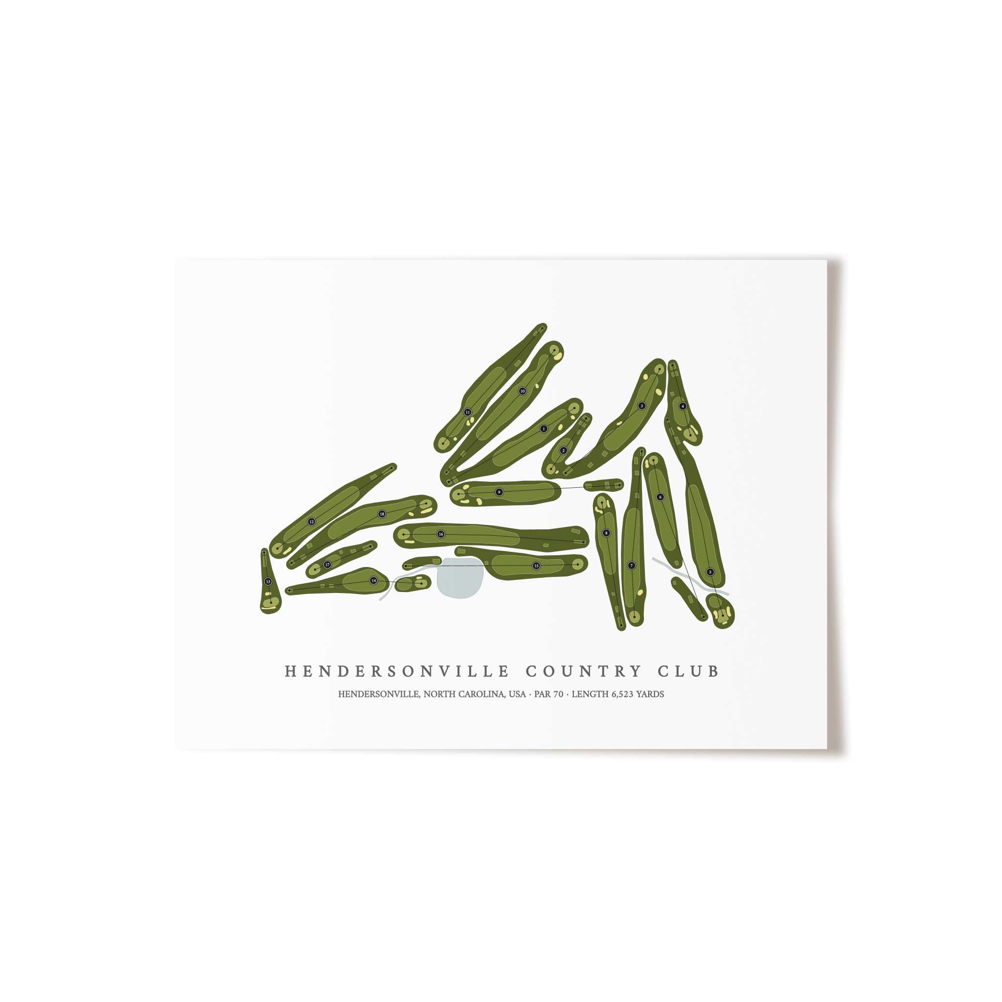 Hendersonville Country Club | Golf Course Map | Unframed 