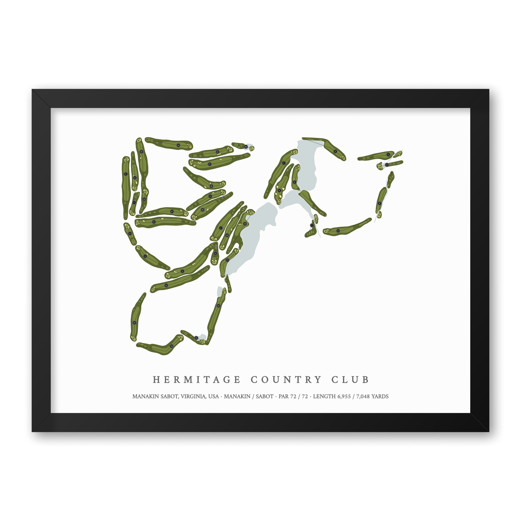 Hermitage Country Club | Golf Course Map | Black Frame