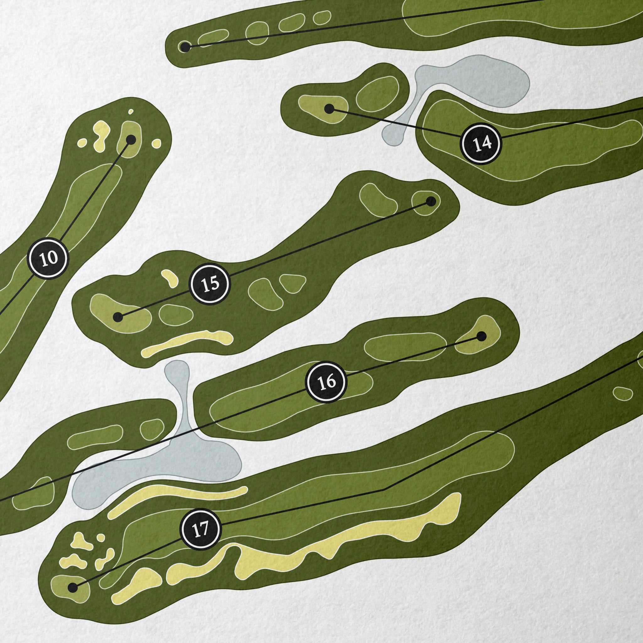 Hidden River Golf & Casting Club | Golf Course Print | Close Up