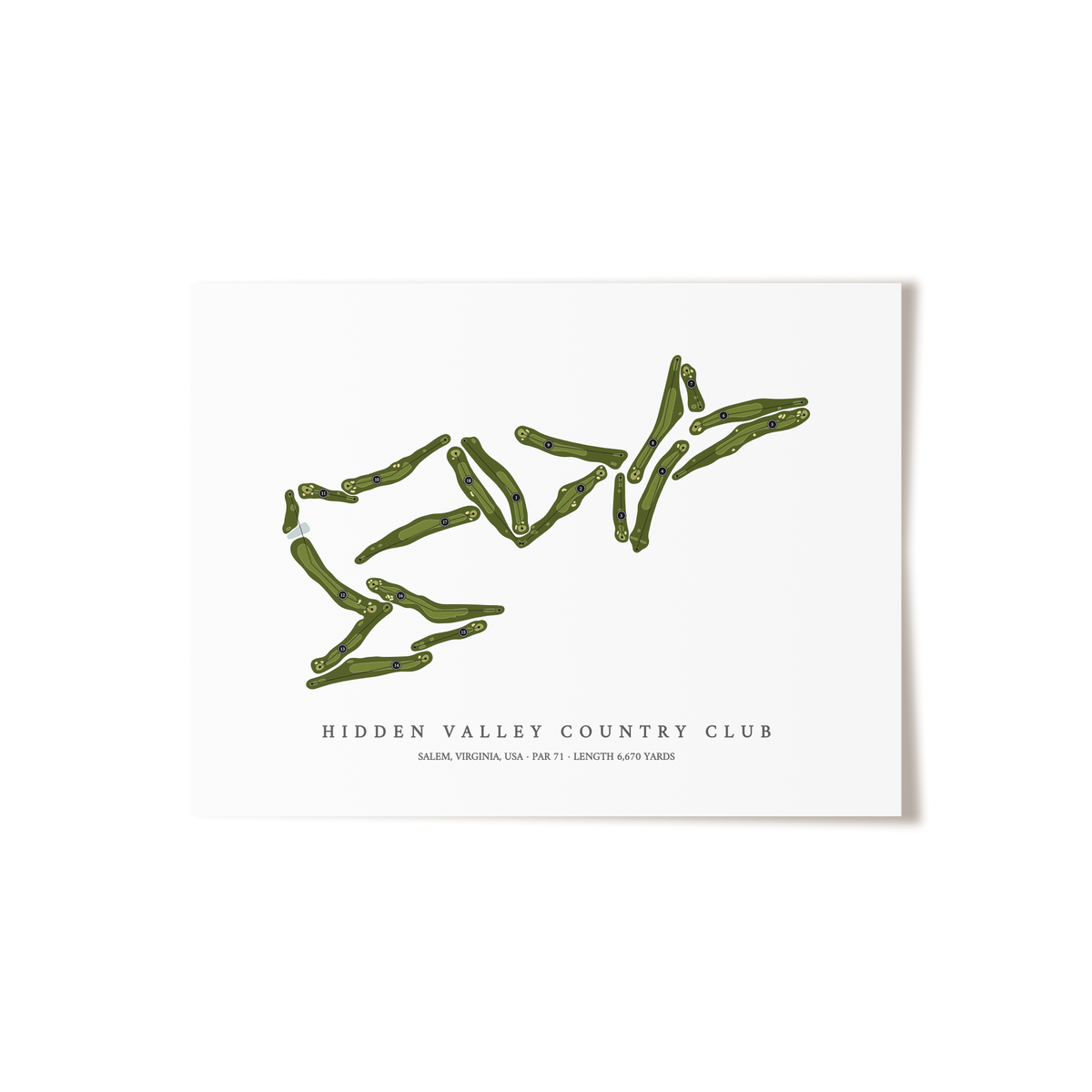 Hidden Valley Country Club | Golf Course Map | Unframed 